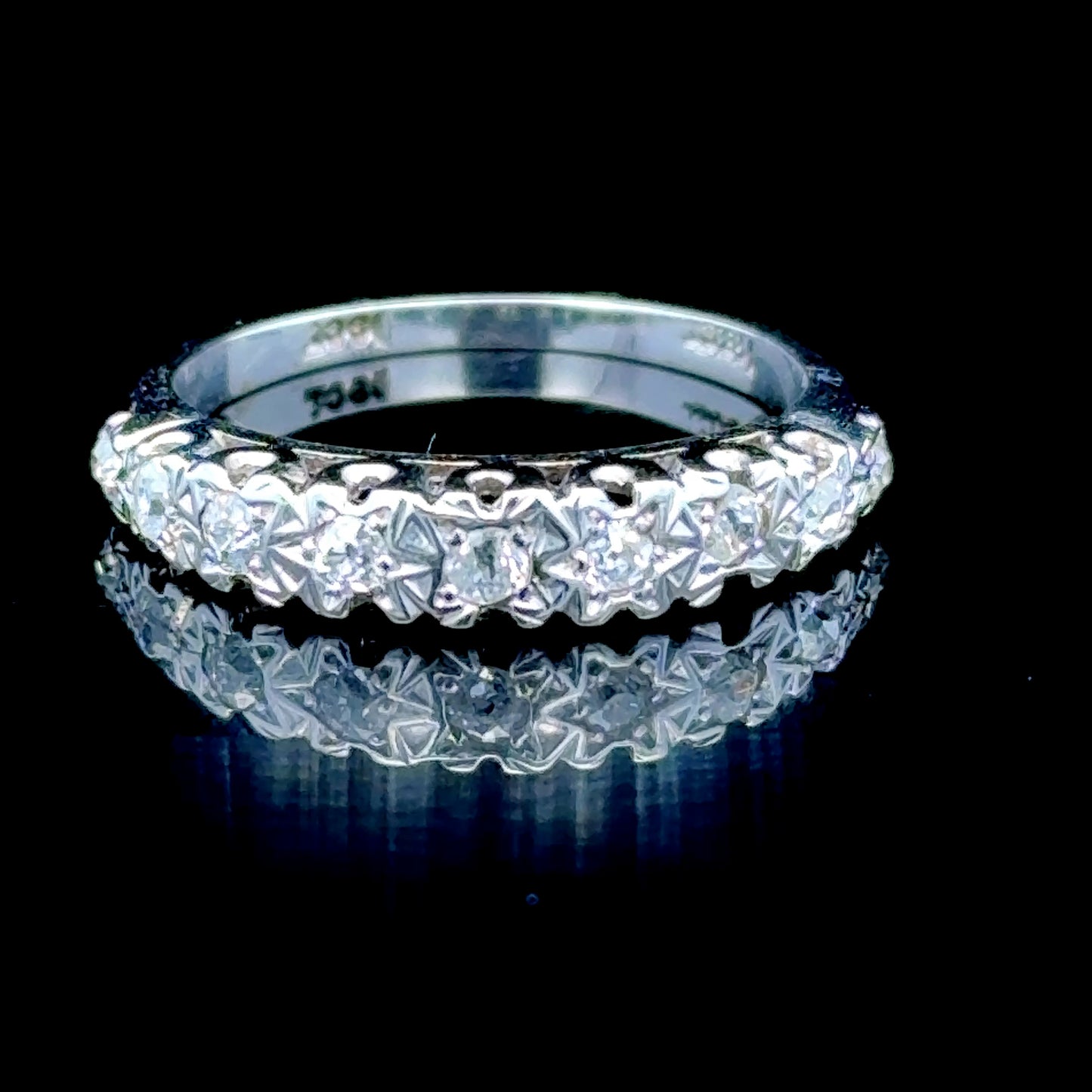 18K White Gold 9 Stone Diamond Ring