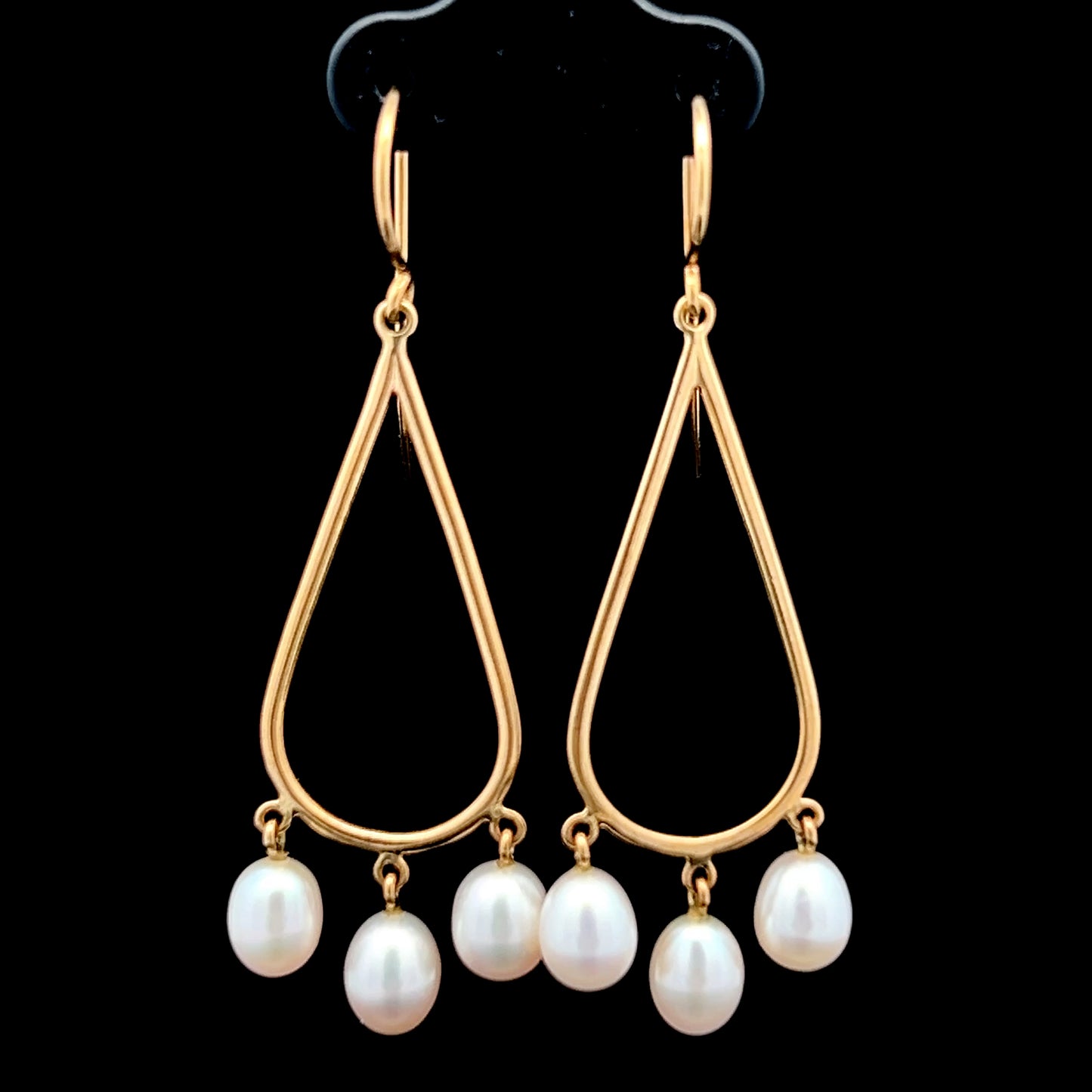 9K Yellow Gold Pearl Hook Earrings