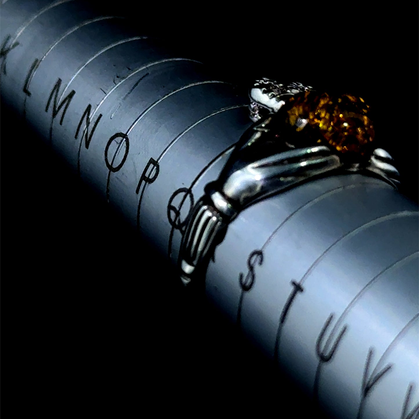Silver Irish Claddagh Baltic Amber Heart Ring