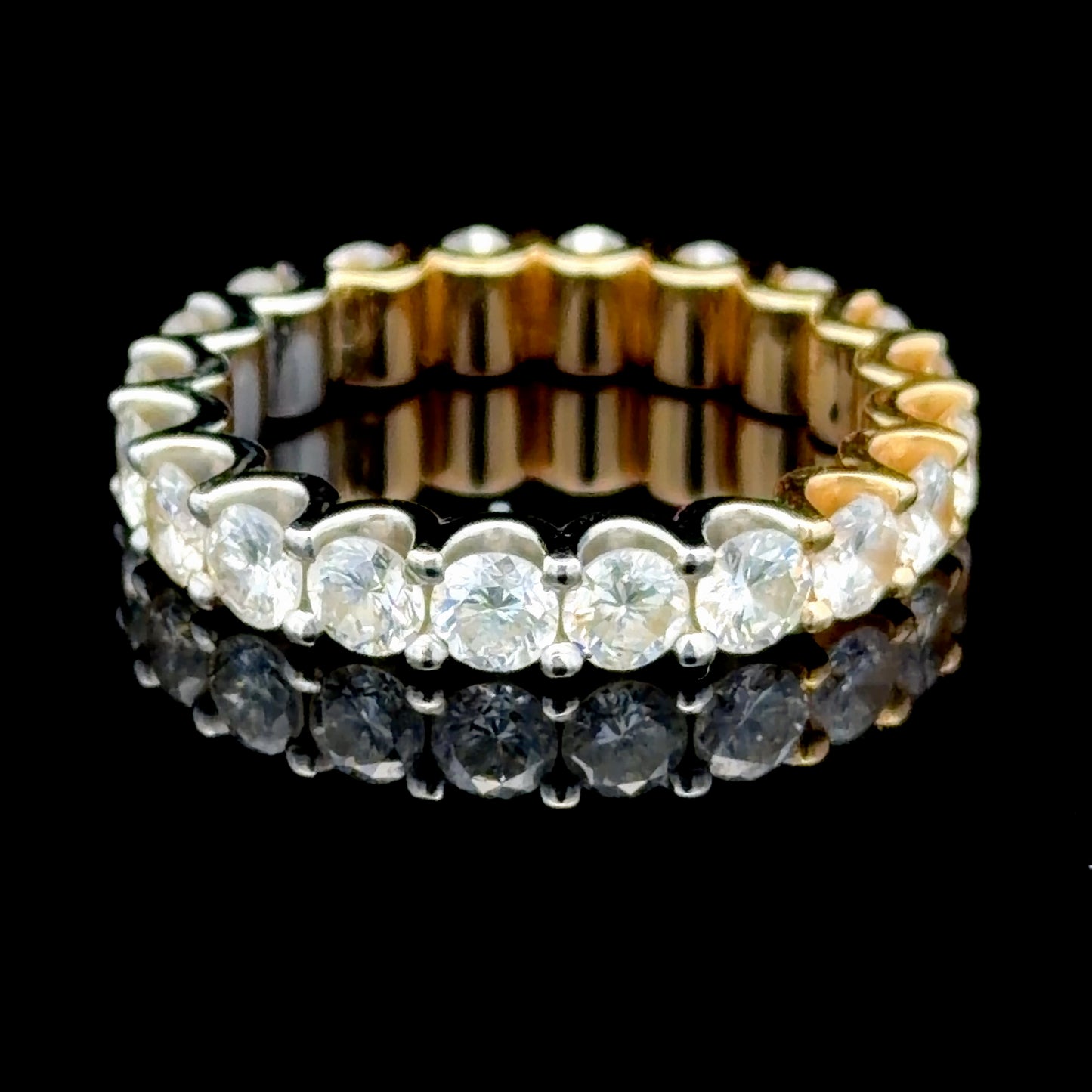 18k Half White & Half Yellow Gold Diamond Full Eternity Ring 3.0 Cts