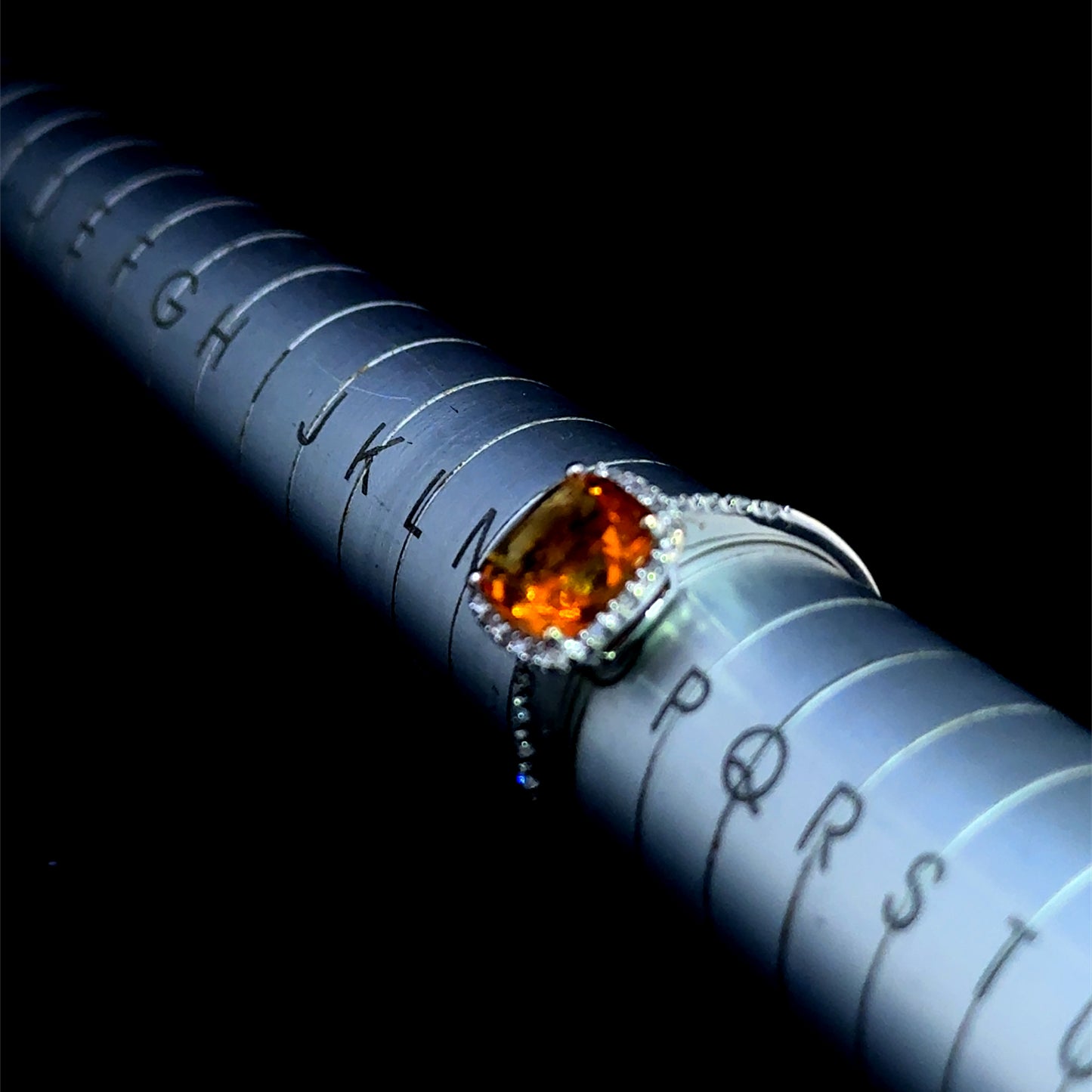 9K White Gold Citrine & Diamond Halo Ring