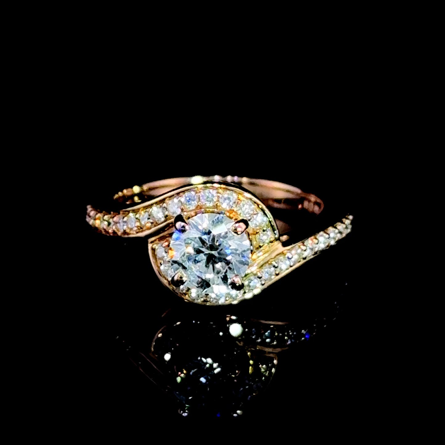 18K Rose Gold Diamond Halo Ring with Diamonds to Shoulders APPX 0.8 CTS Centre, 1.1 CTS TOTAL