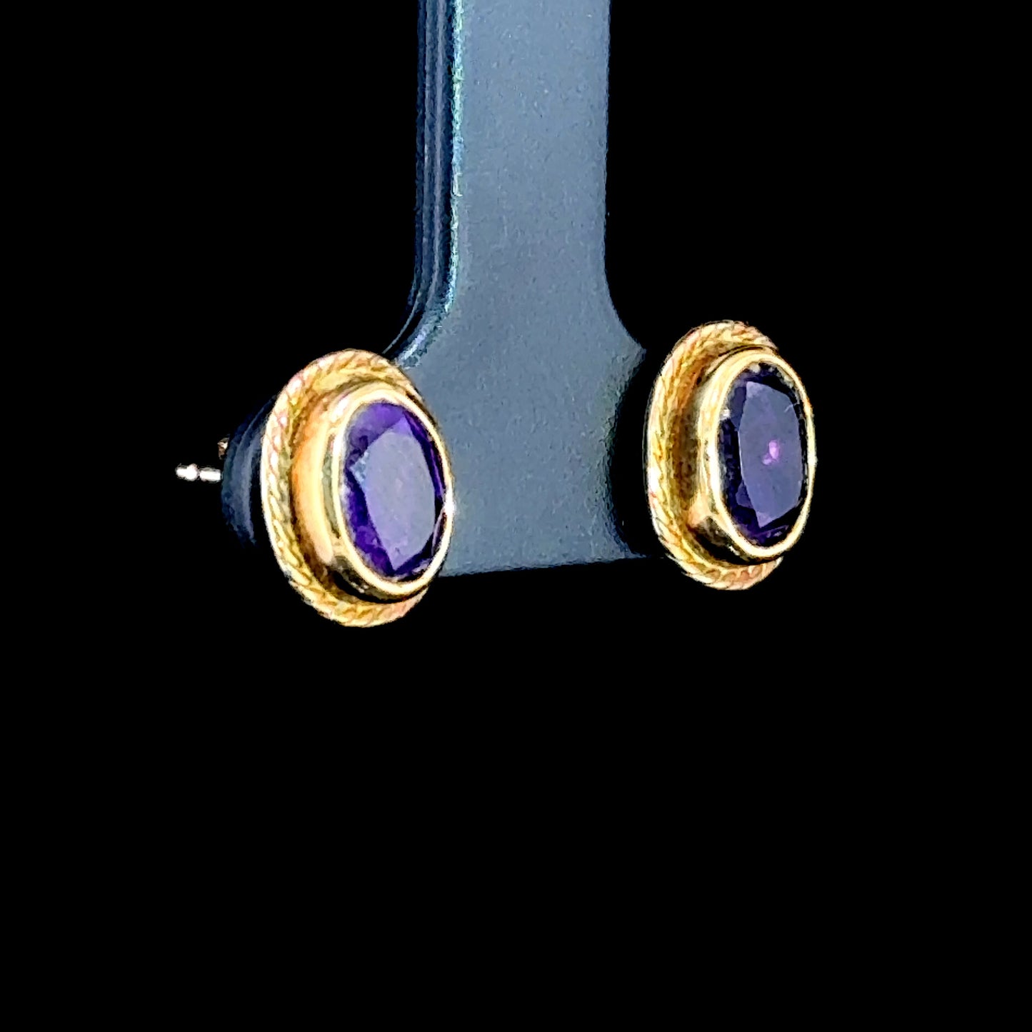 9K Yellow Gold Amethyst Studs