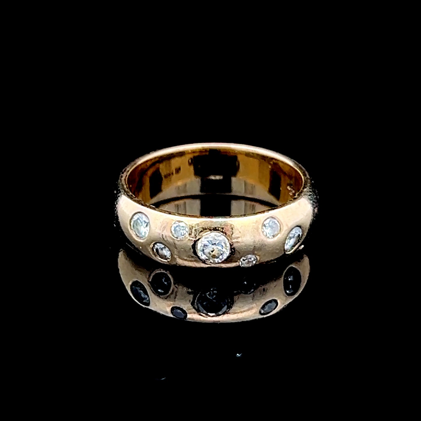 9K Yellow Gold Wide Diamond Scatter Band