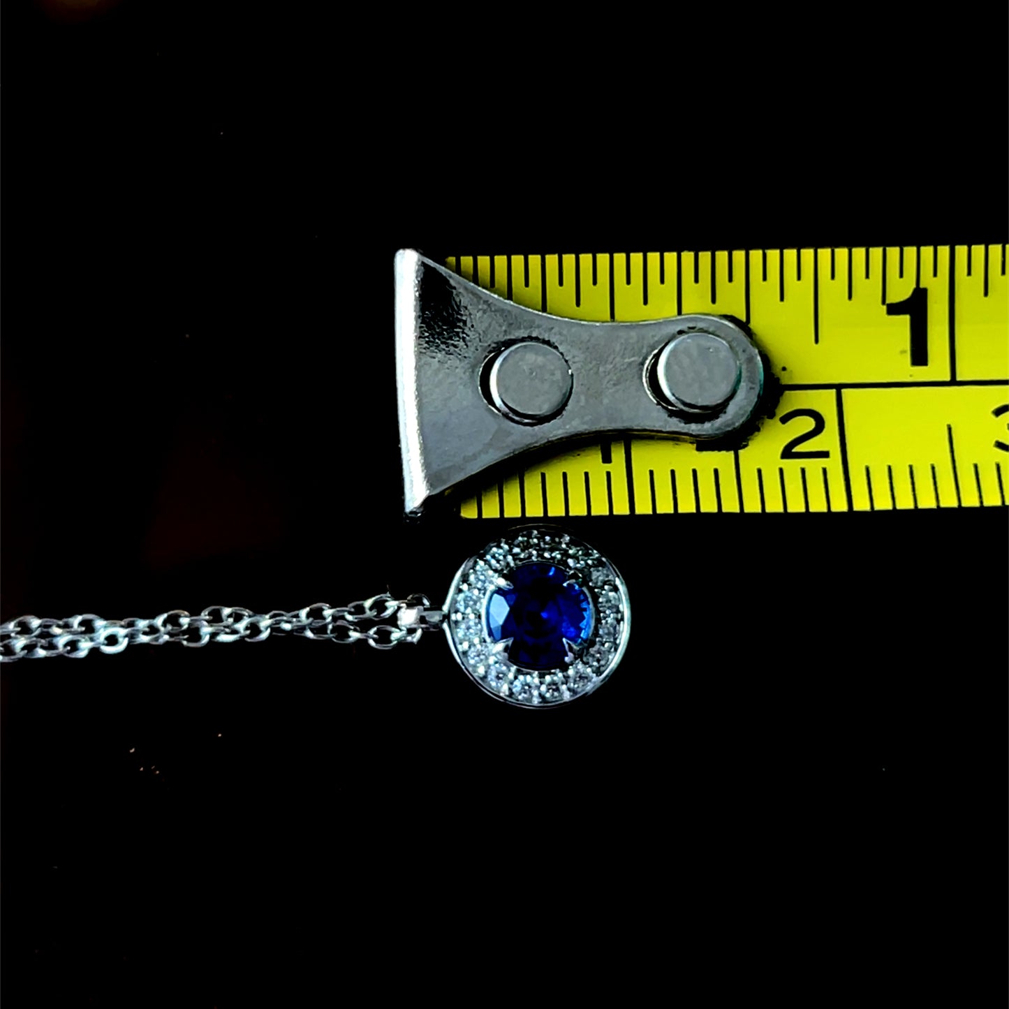 18K White Gold Sapphire & Diamond Pendant & Chain