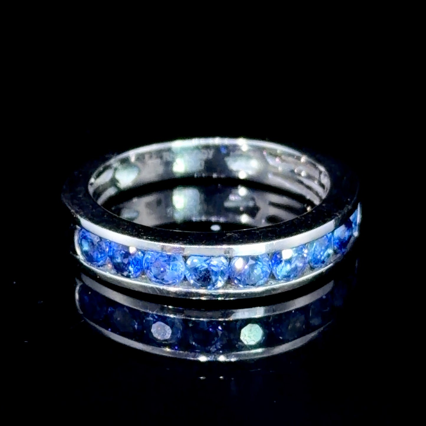 Lovely Platinum Channel Set Sapphire Half Eternity Ring Appx 0.6 Cts
