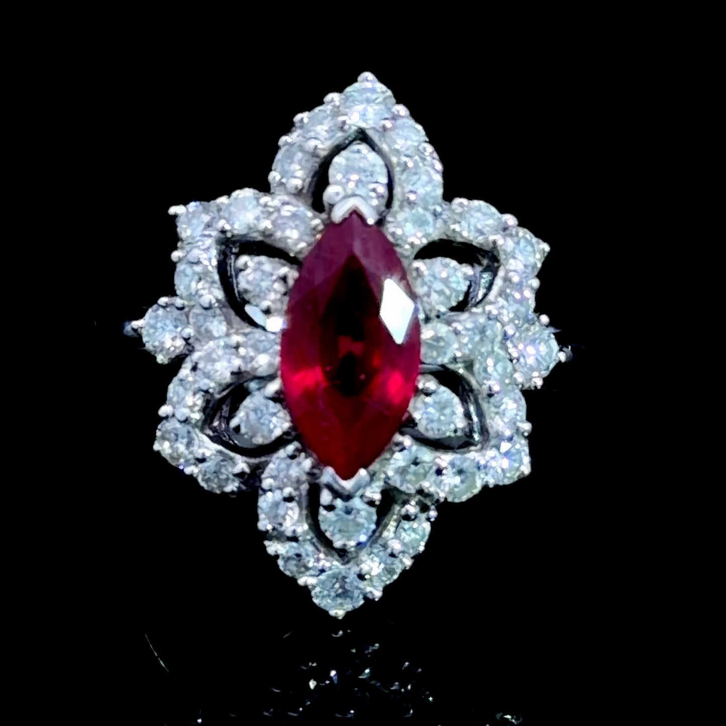 Wonderful 18k White Gold Ruby & Diamond Cluster Ring D:Appx 1.0 Cts R:1.74 Cts RRP £8k