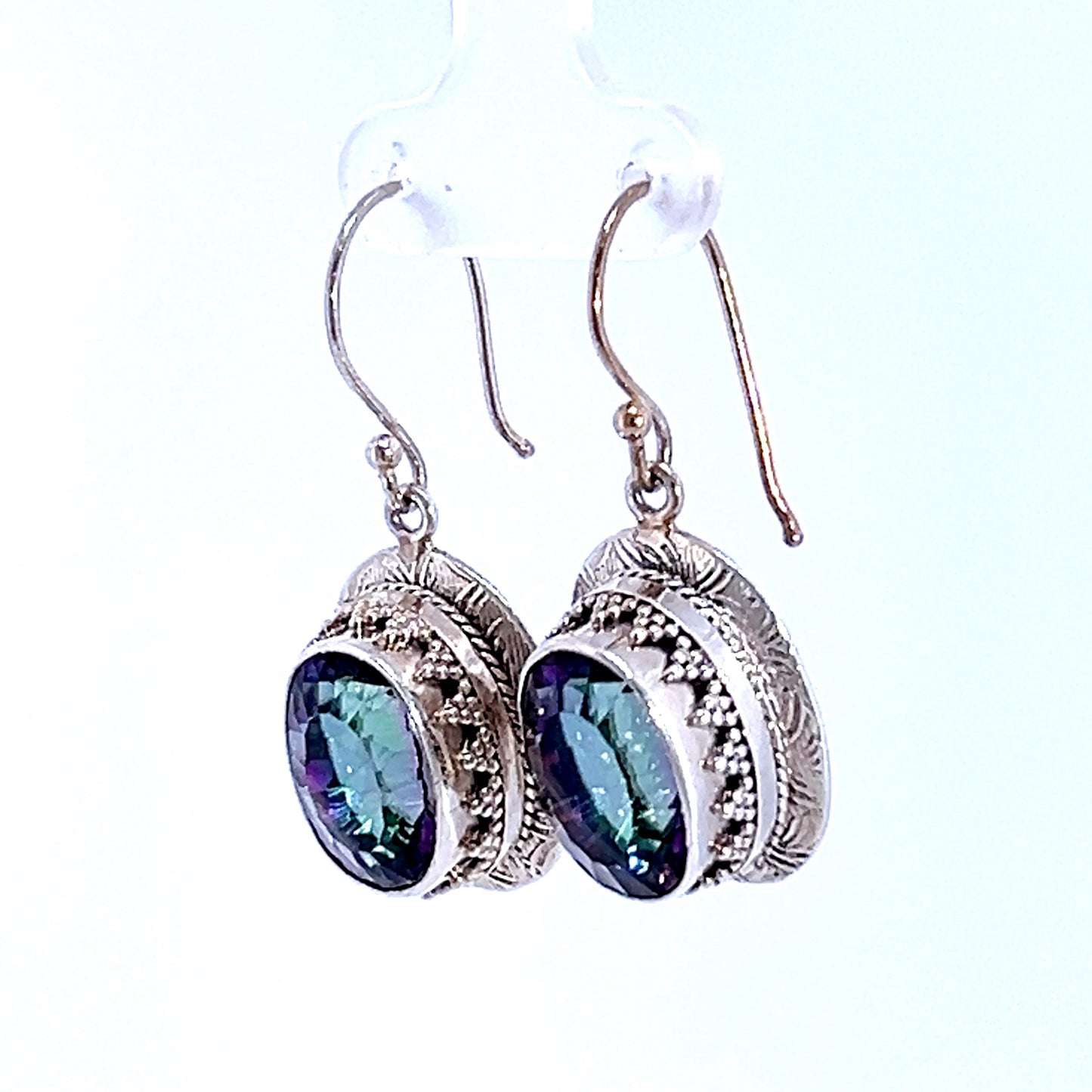 Silver Large Mystic Topaz Drop Earrings