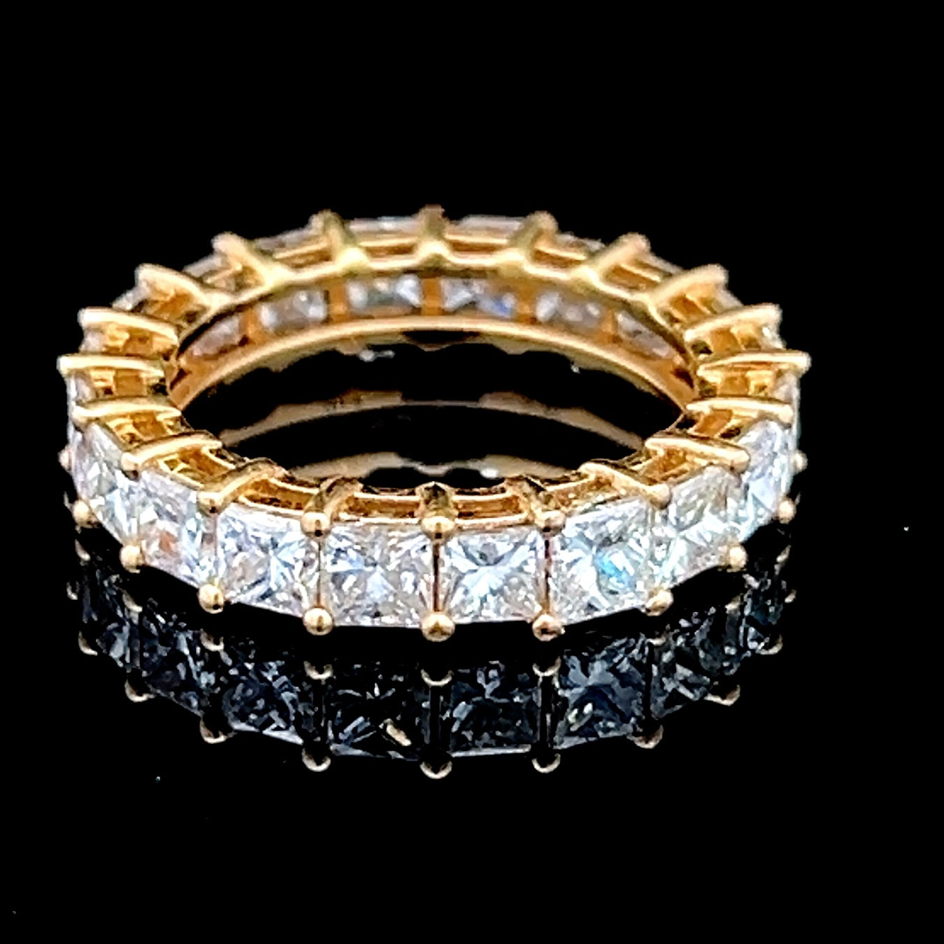 18K Yellow Gold Full Eternity Diamond Ring APPX 4.33 CTS