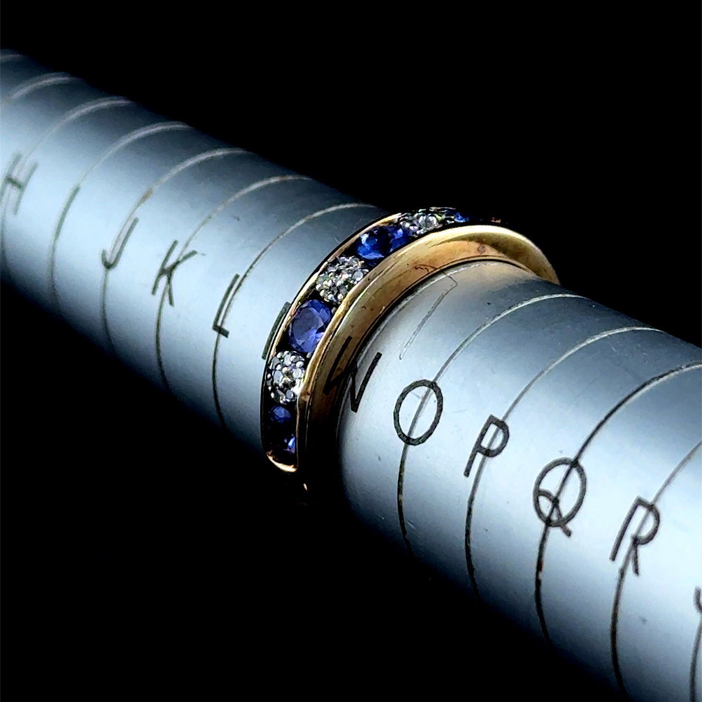 9K Yellow Gold Tanzanite & Diamond Channel Set Ring
