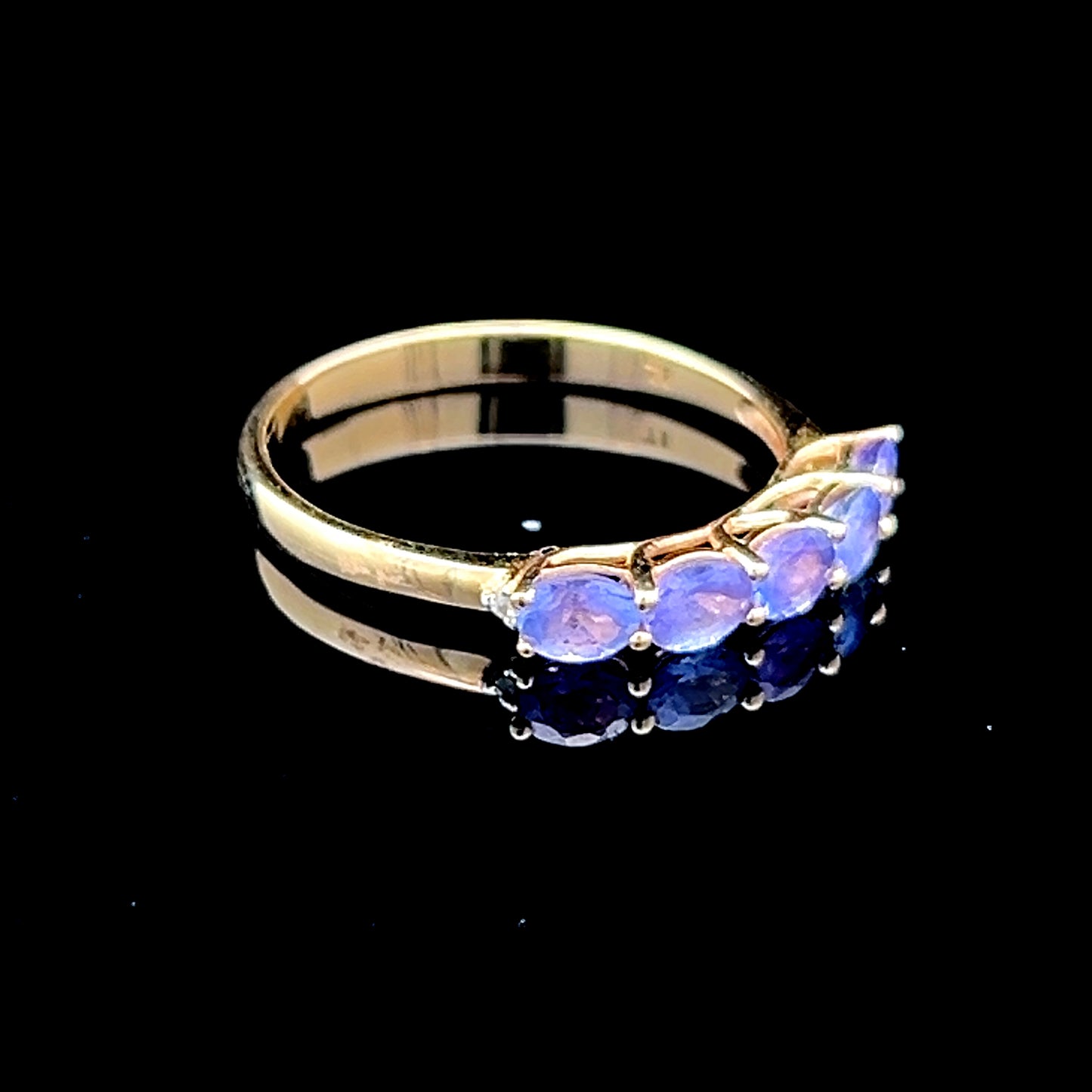 9K Yellow Gold 5 Stone Tanzanite Ring