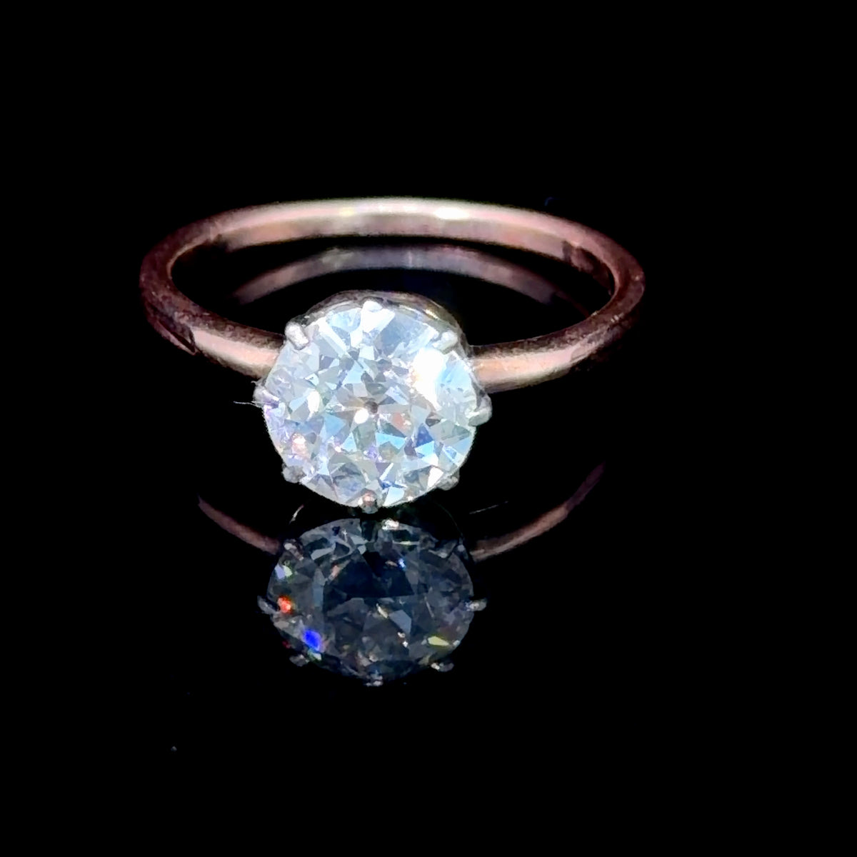 Stunning Victorian Old Cut Diamond Solitaire Ring 1.5 Cts Si1 H Colour.