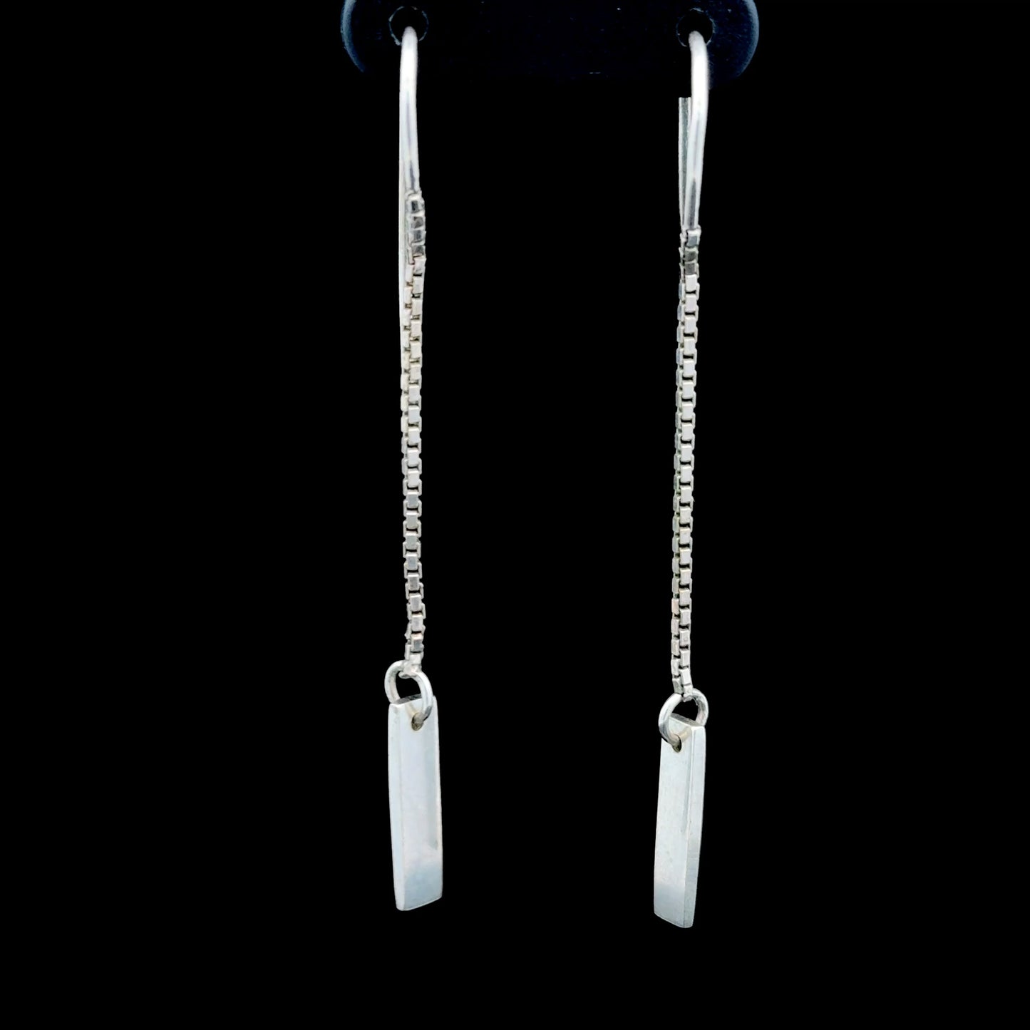 Silver Box Link Dangle Earrings
