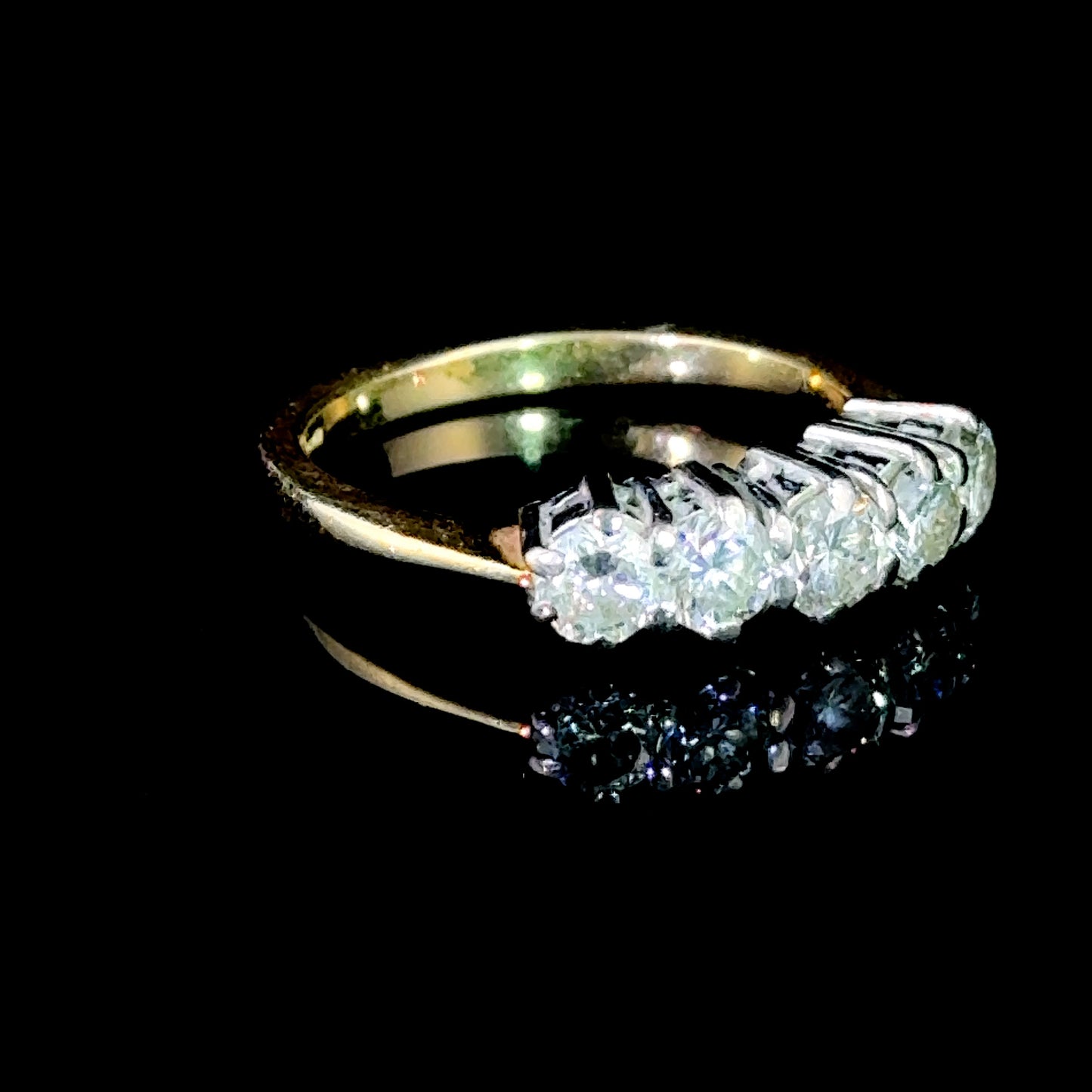 18K Yellow Gold / White Gold 5 Stone Diamond Ring APPX 1.0 CTS