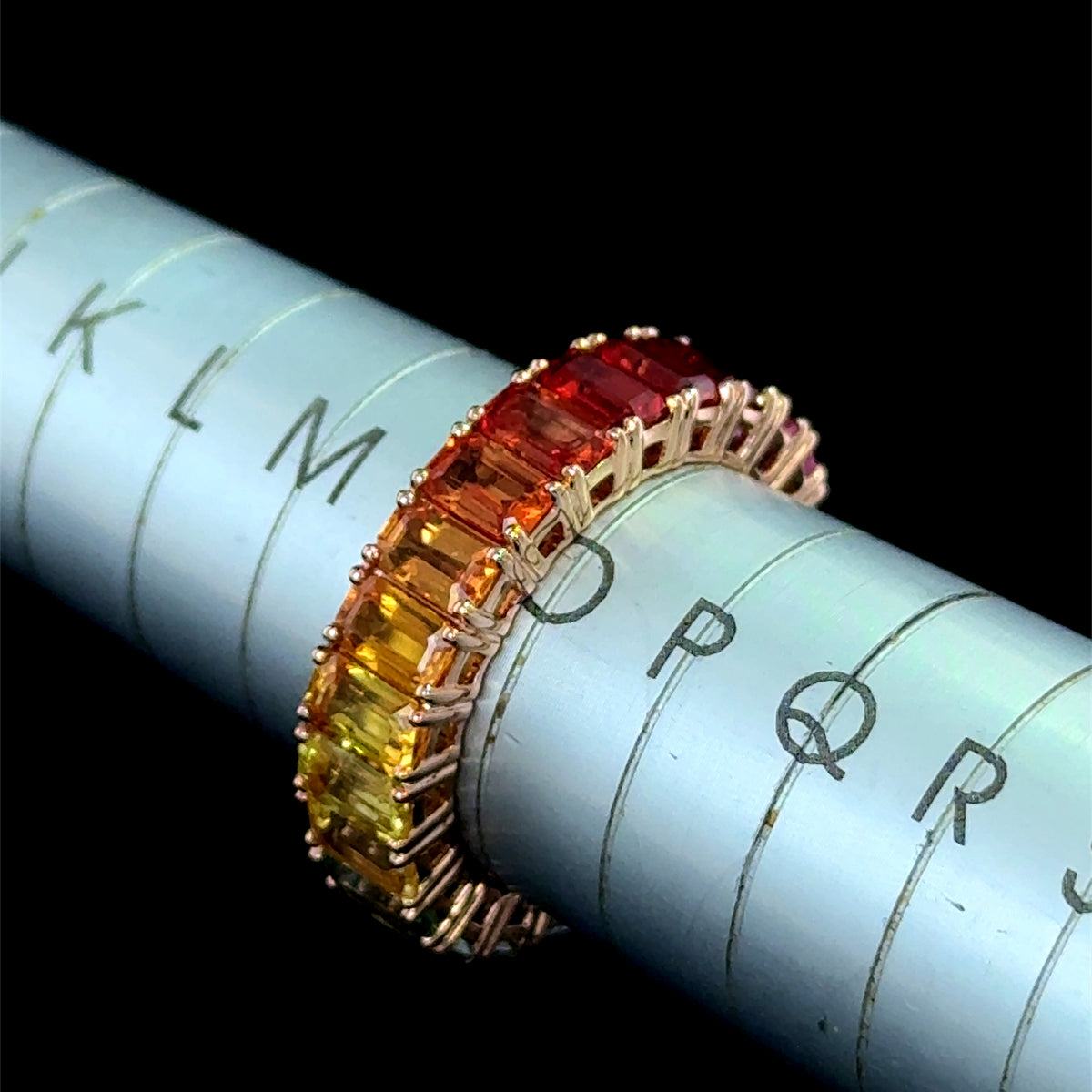 18k Rose Gold Rainbow Sapphire Full Eternity Ring APPX 7.75CTS