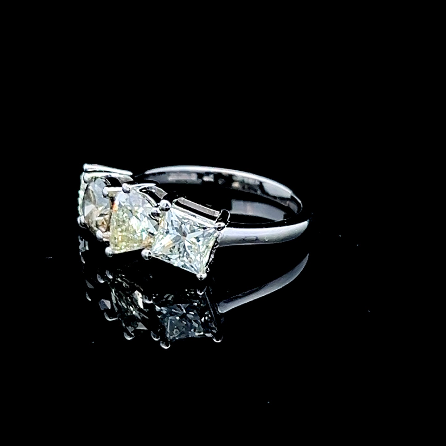 Platinum 4 Stone Multicut Diamond Ring APPX 3.6 CTS