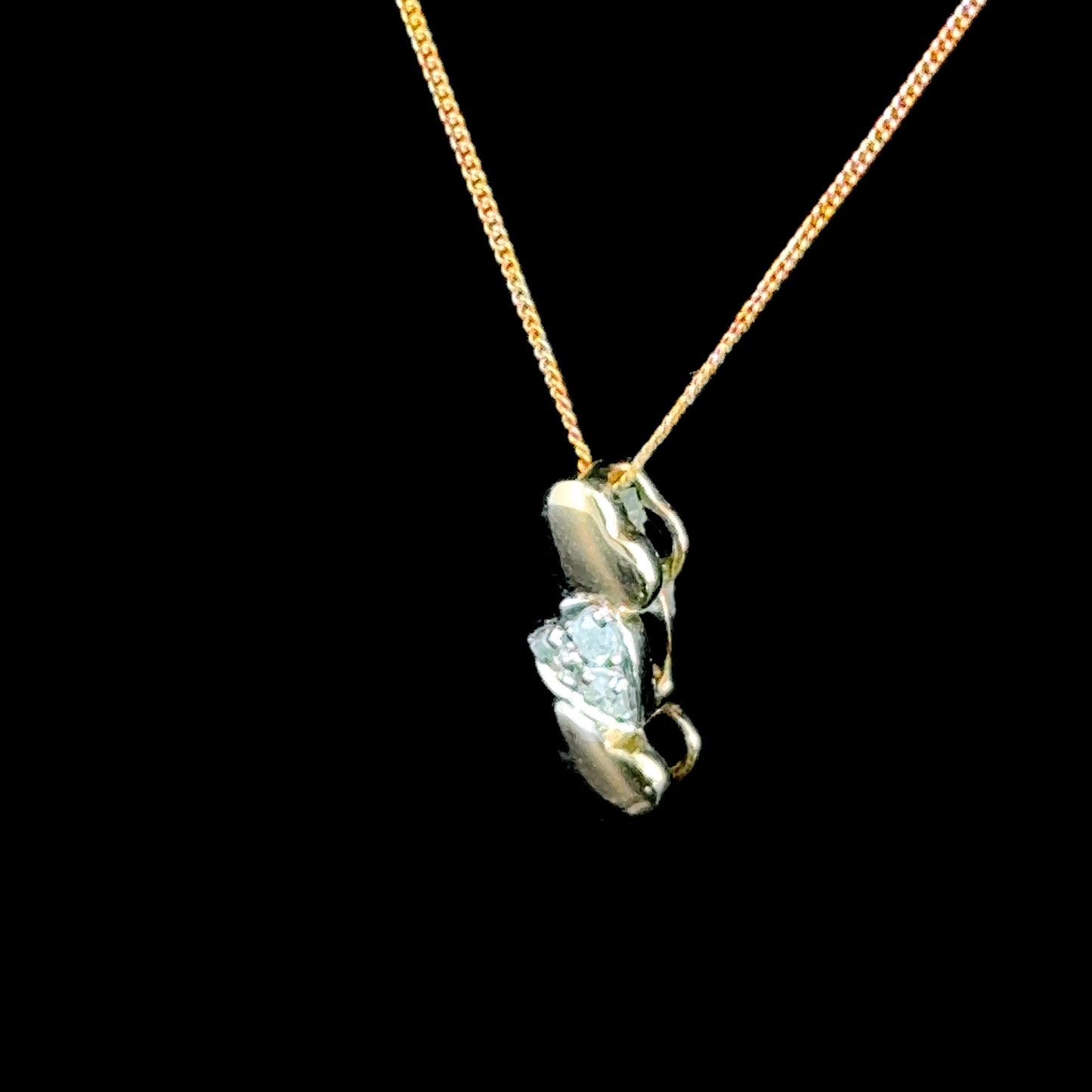 9K Yellow Gold Diamond Heart Drop Pendant & Chain