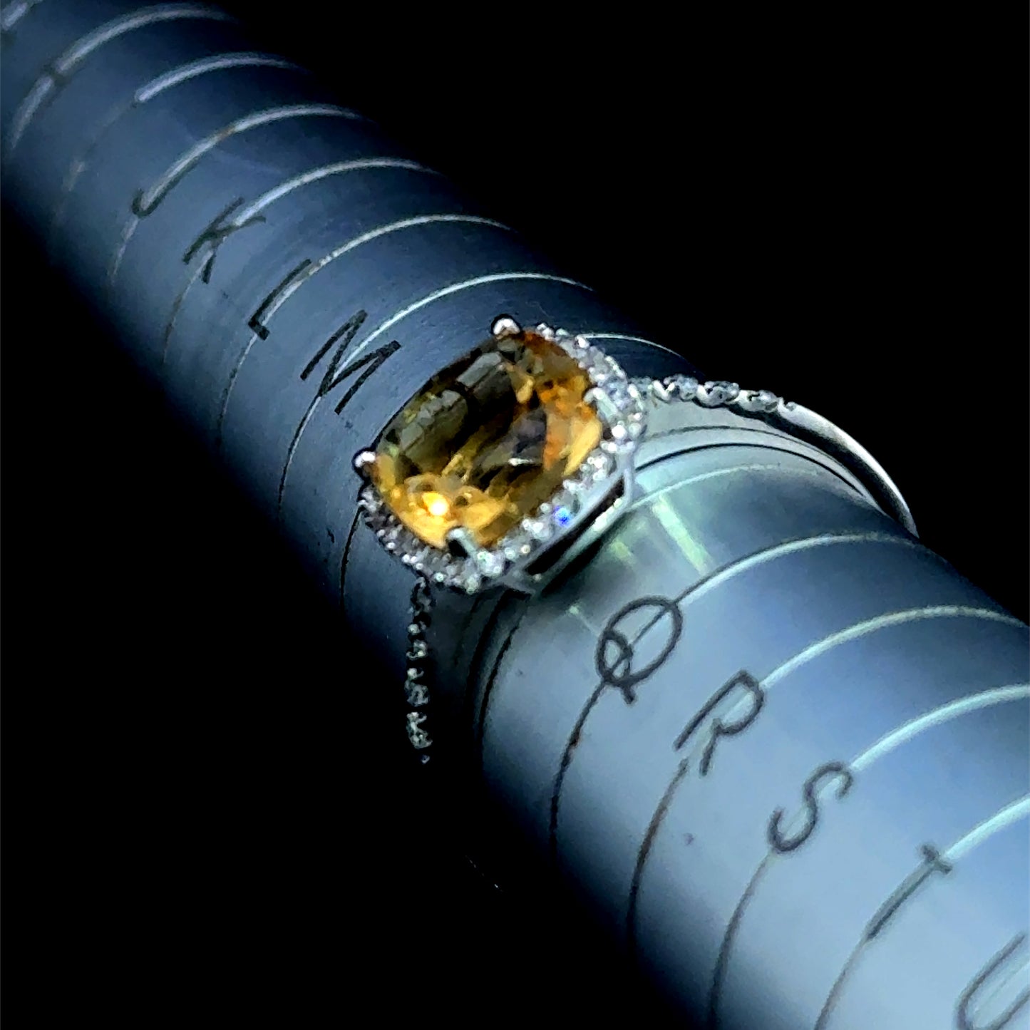 9K White Gold Citrine & Diamond Halo Ring