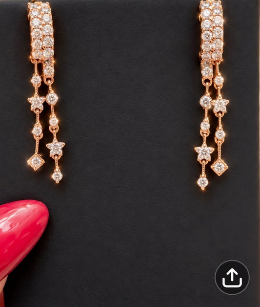 18K White Gold Fancy Diamond Drop Stud Earrings