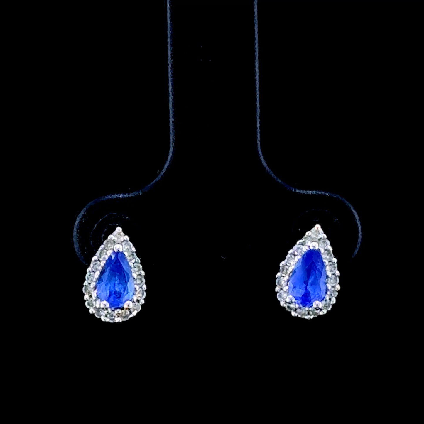 18K White Gold Pear Tanzanite & Diamond Studs