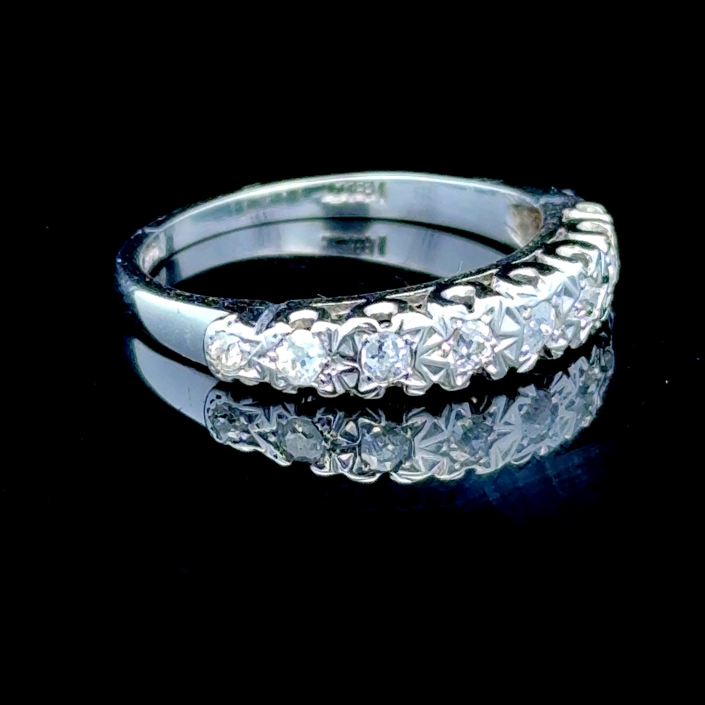 18K White Gold 9 Stone Diamond Ring