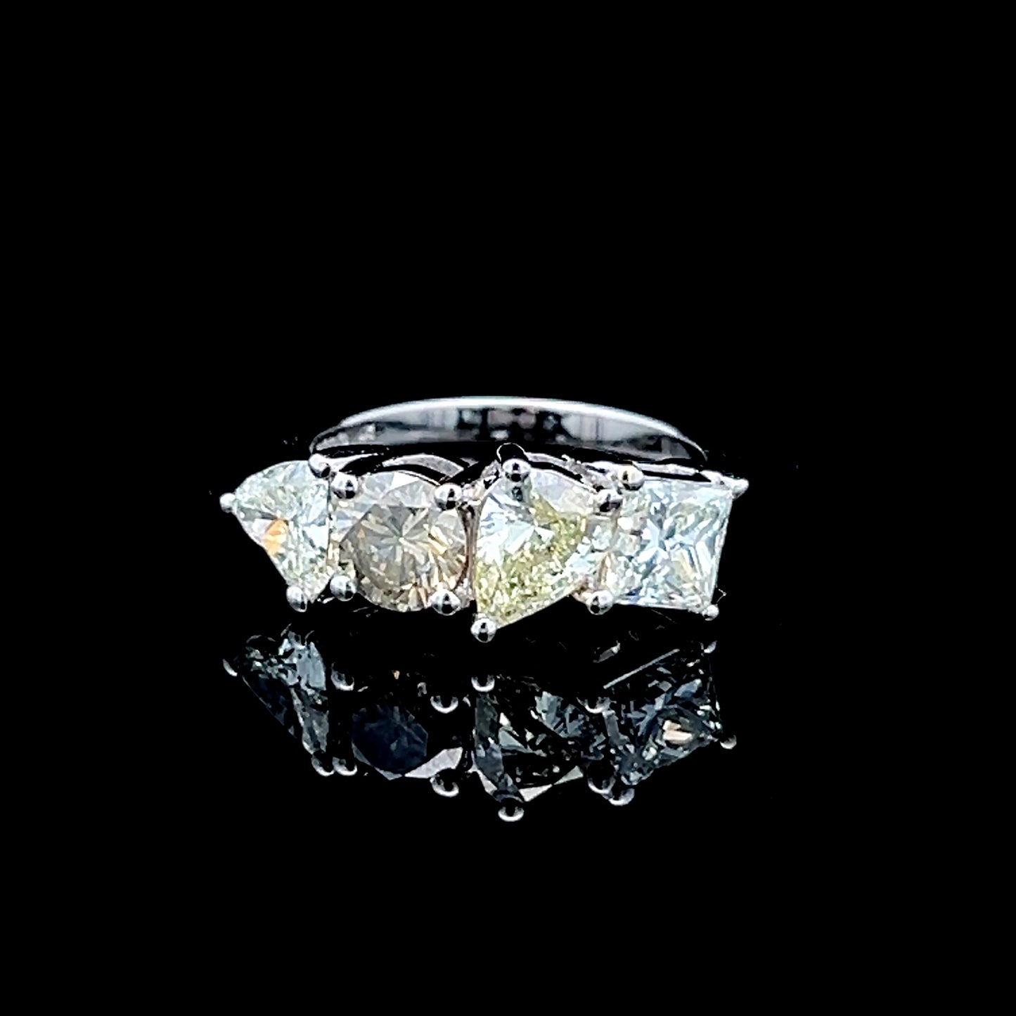 Platinum 4 Stone Multicut Diamond Ring APPX 3.6 CTS