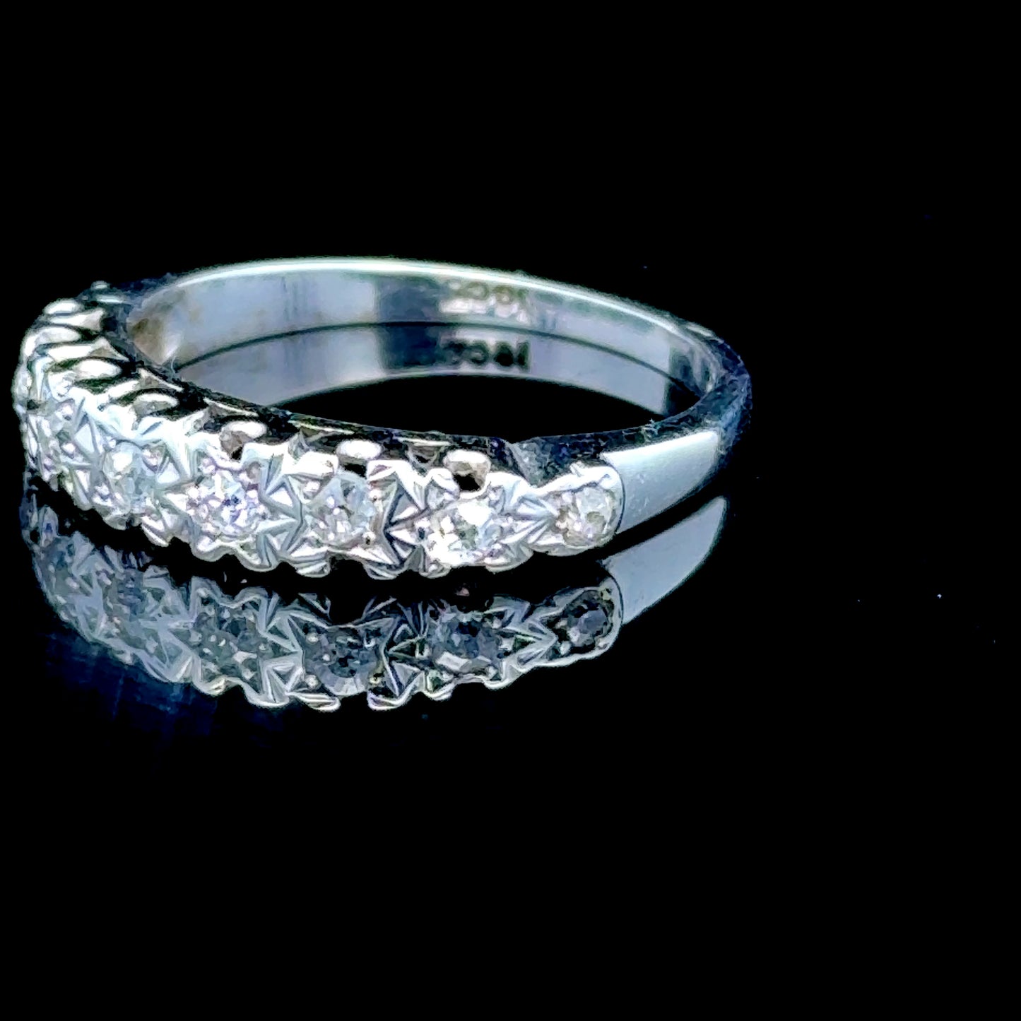 18K White Gold 9 Stone Diamond Ring