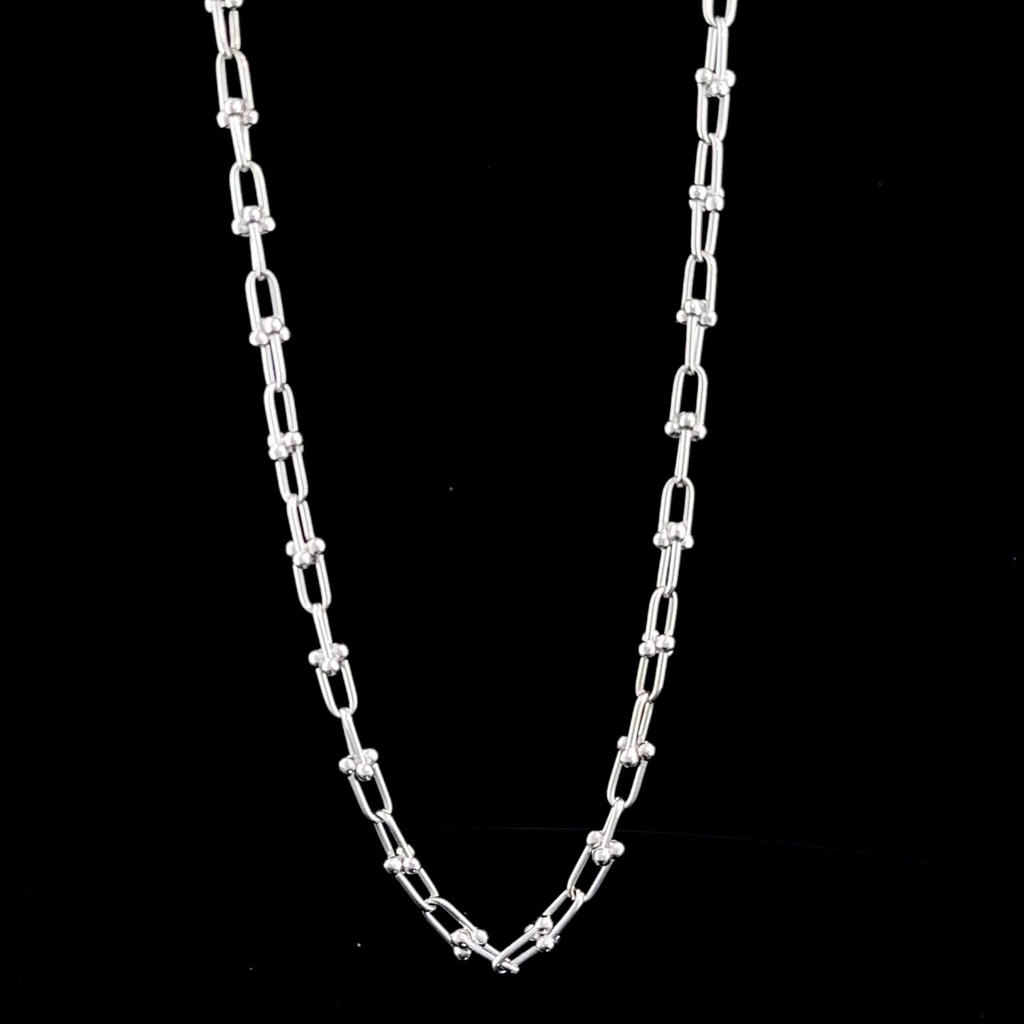 18k White Gold Tiffany Hardware Link Necklace 20”