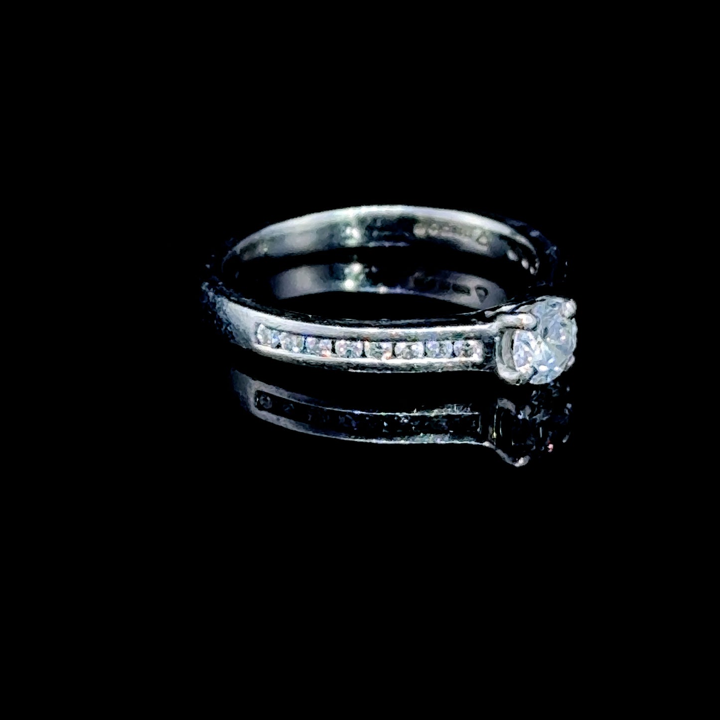 Platinum Diamond Solitaire Ring with Diamonds To Shoulders APPX 0.2 CTS Centre