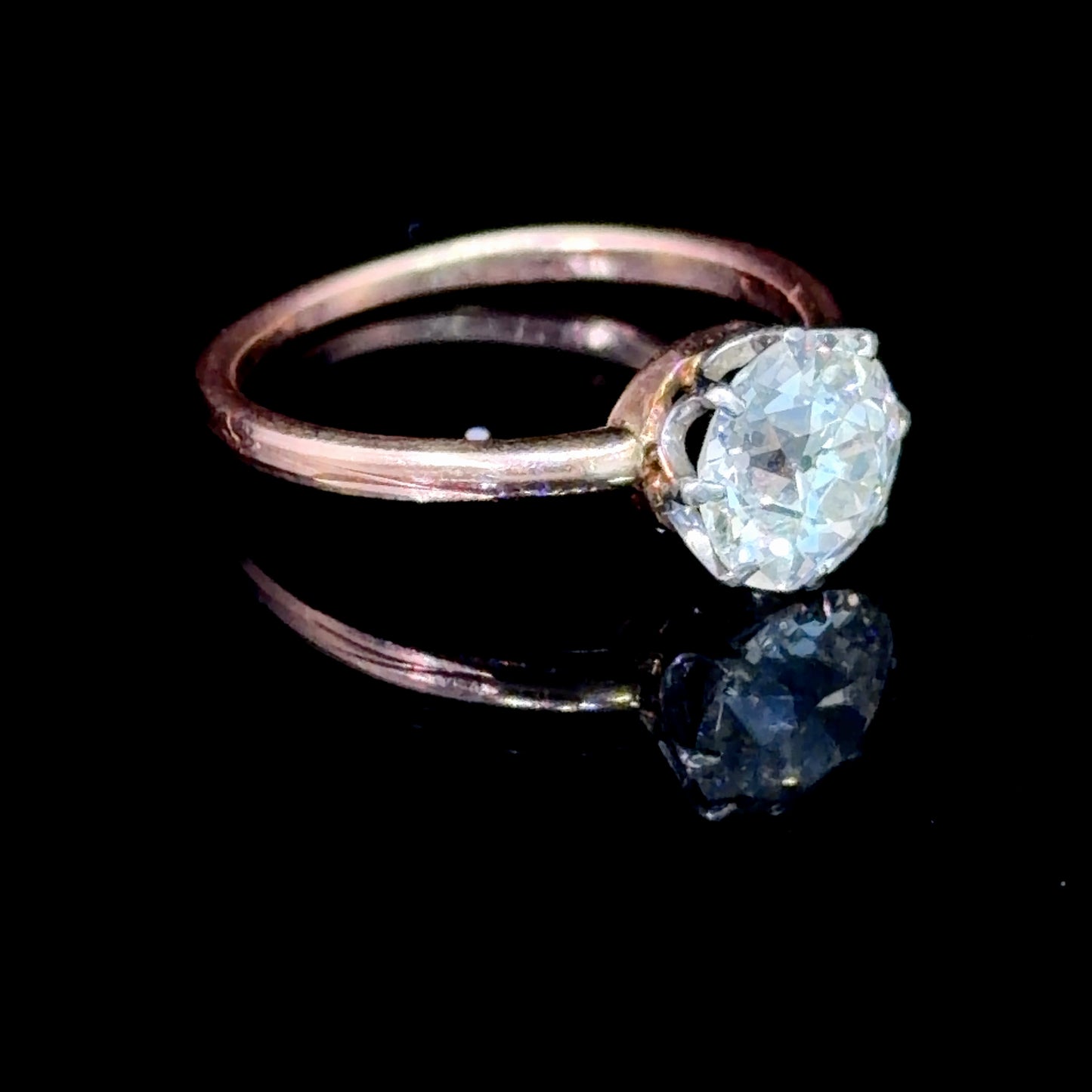 Stunning Victorian Old Cut Diamond Solitaire Ring 1.5 Cts Si1 H Colour.