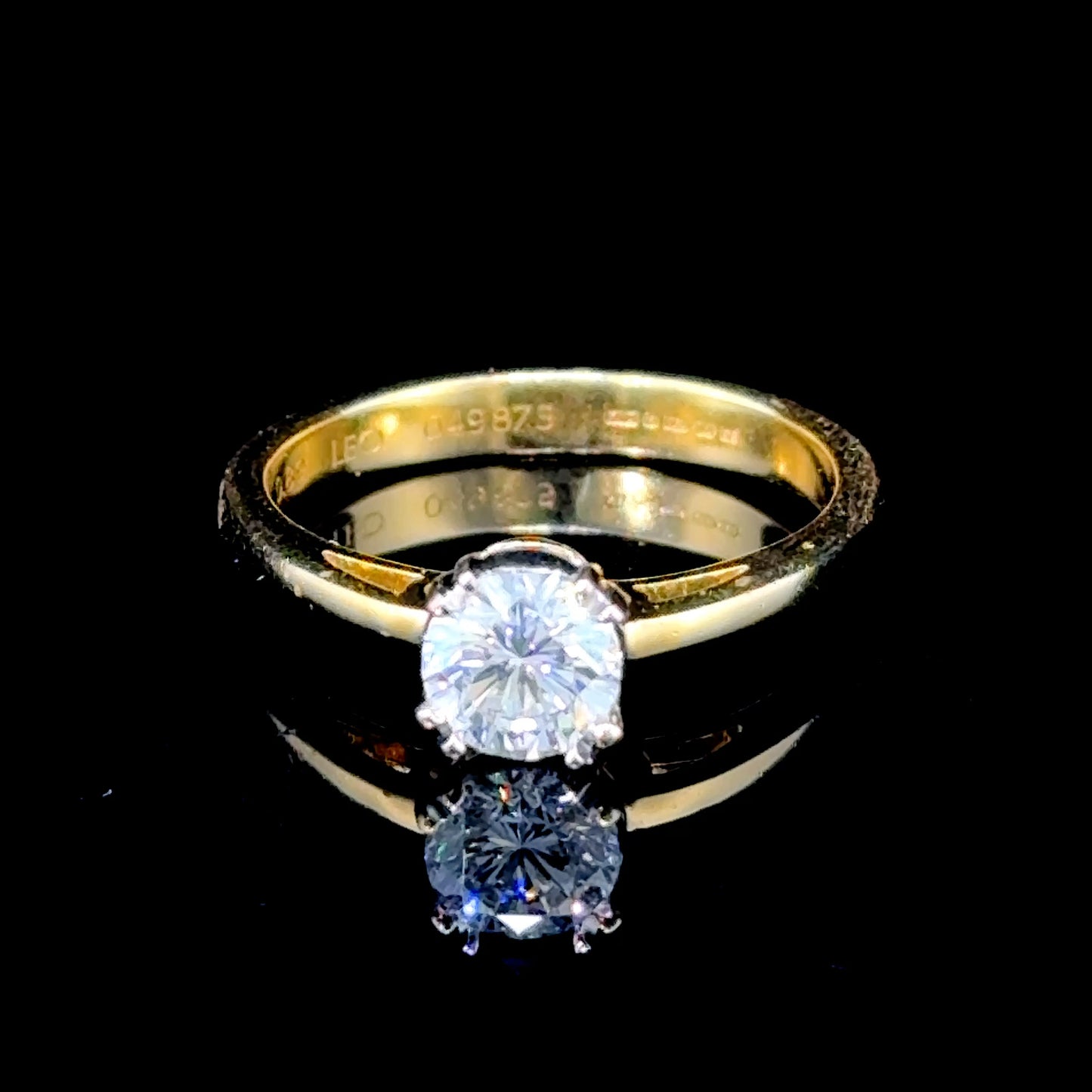 18K Yellow Gold Diamond Solitaire Ring 0.89 CTS