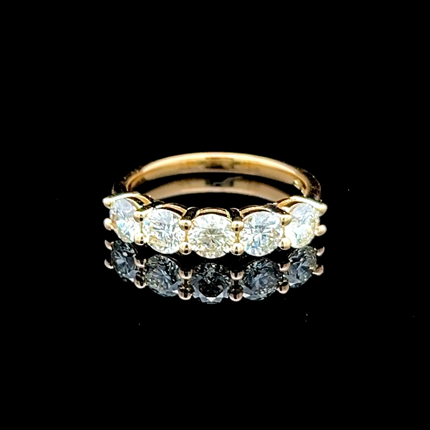 18K Yellow Gold 5 Stone Diamond Ring APPX 1.75 CTS