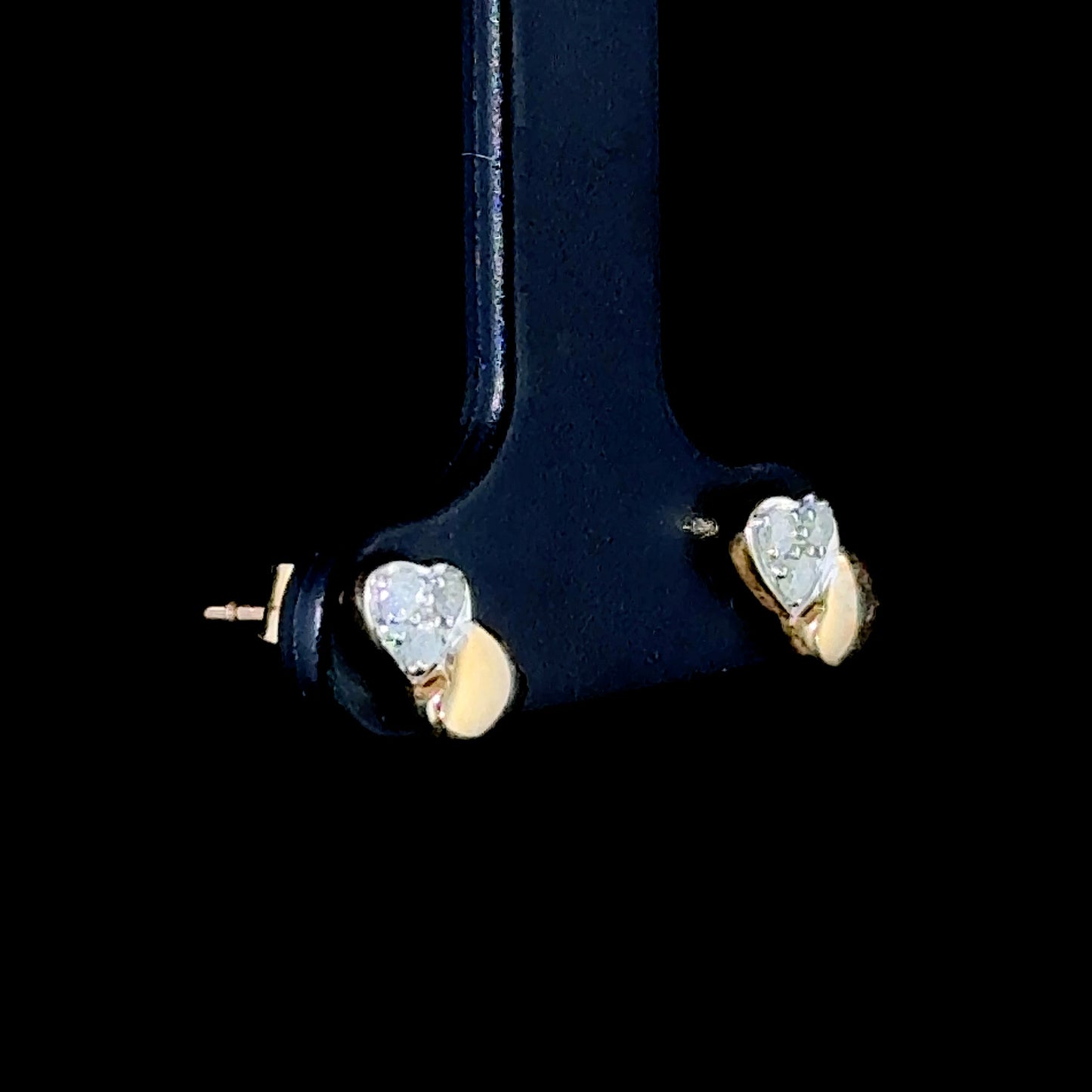 9K Yellow Gold & Diamond Hearts Studs