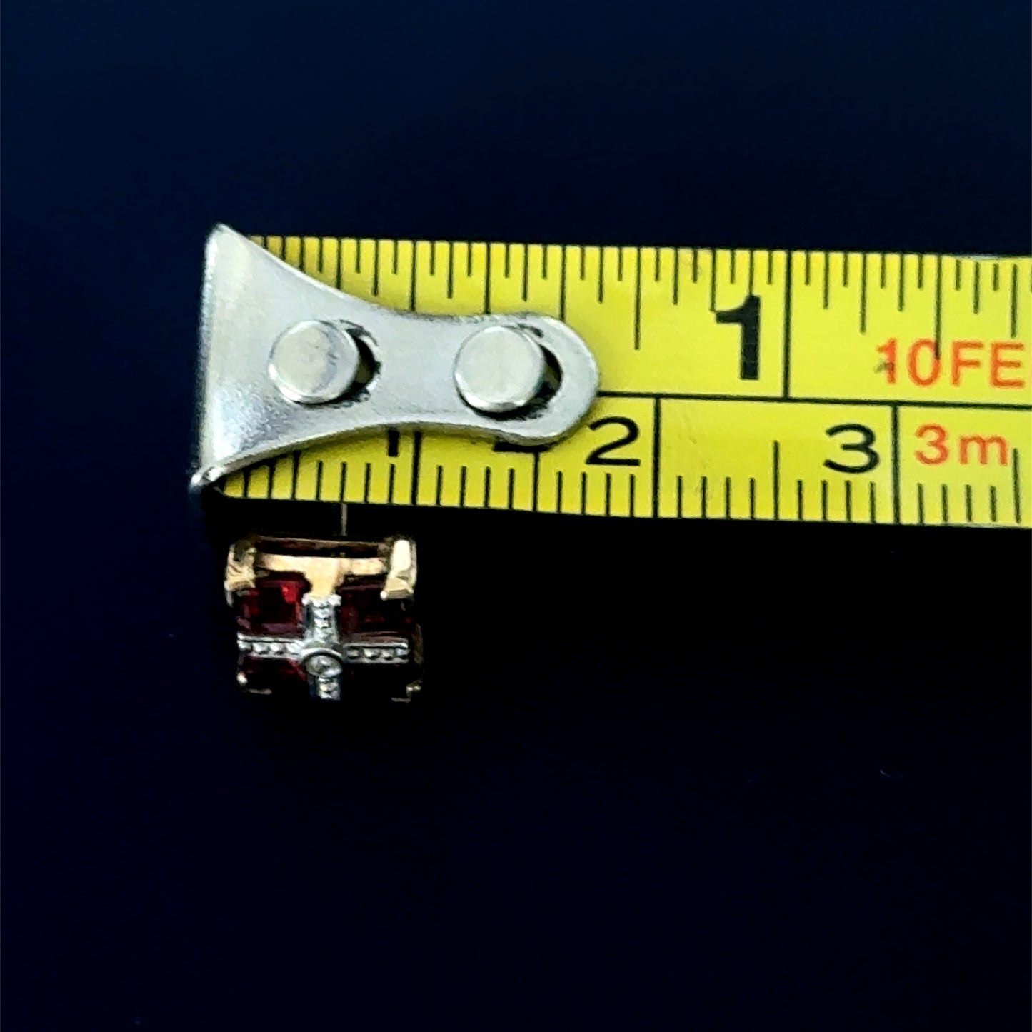 9K Yellow Gold Garnet & Diamond Square Studs