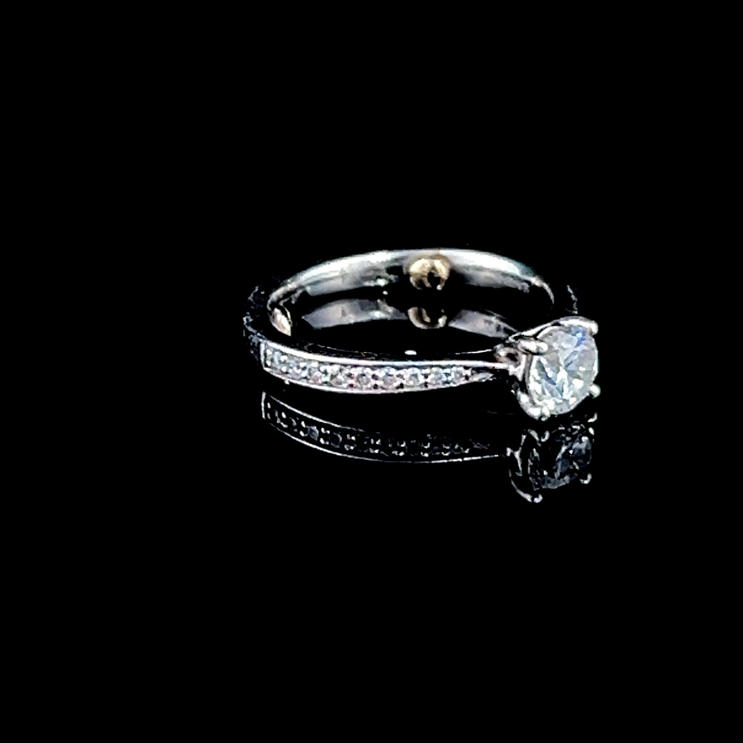 Platinum Solitaire Ring with Diamonds To Shoulders