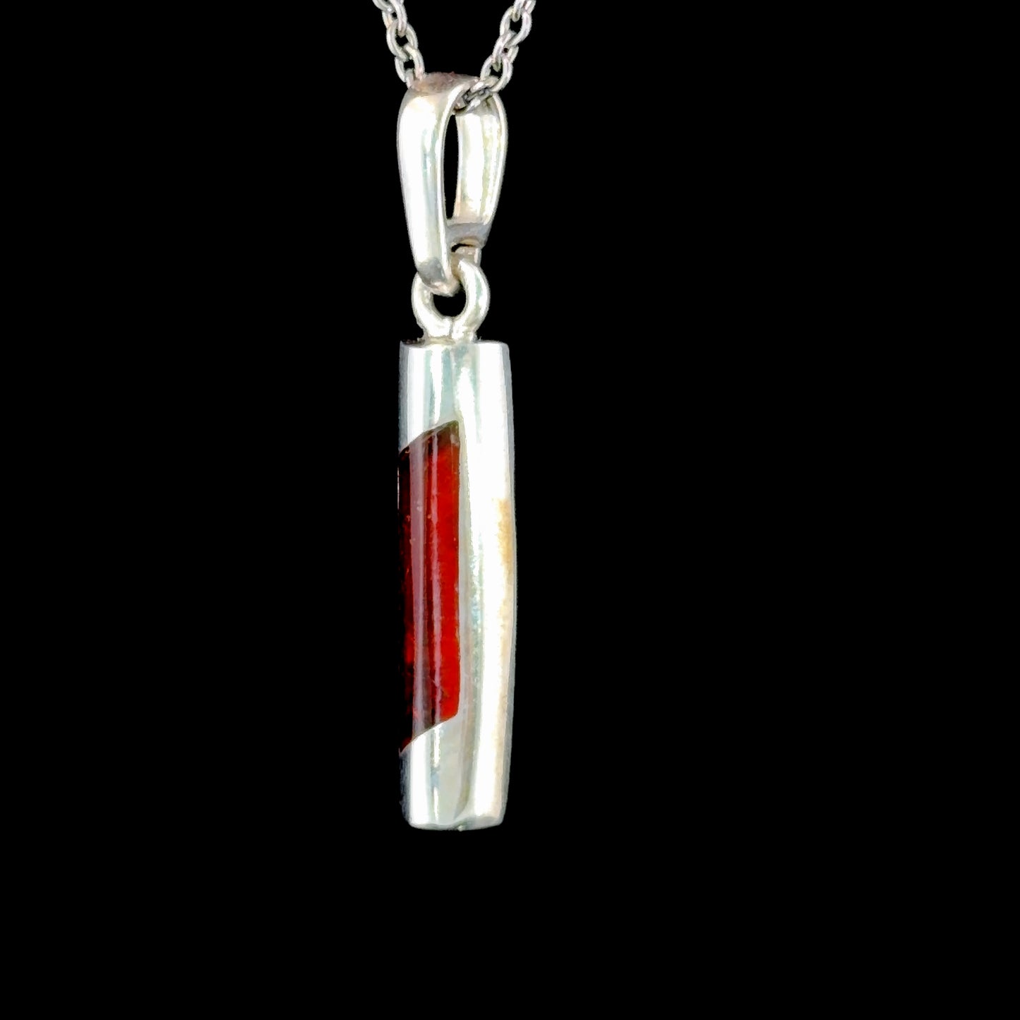 Modern Silver and Amber Cylindrical Pendant (only).