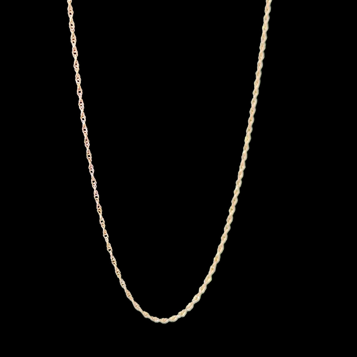 Lovely 9k Yellow Gold Fine Twist Chain 17” Long