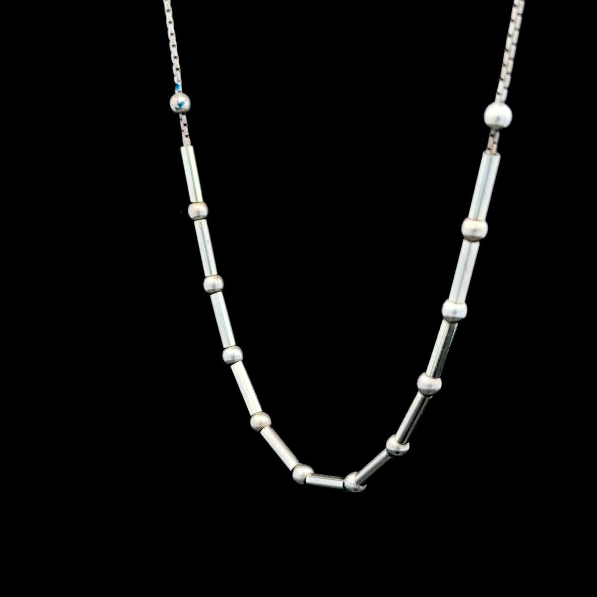 Silver Bead Station Necklace