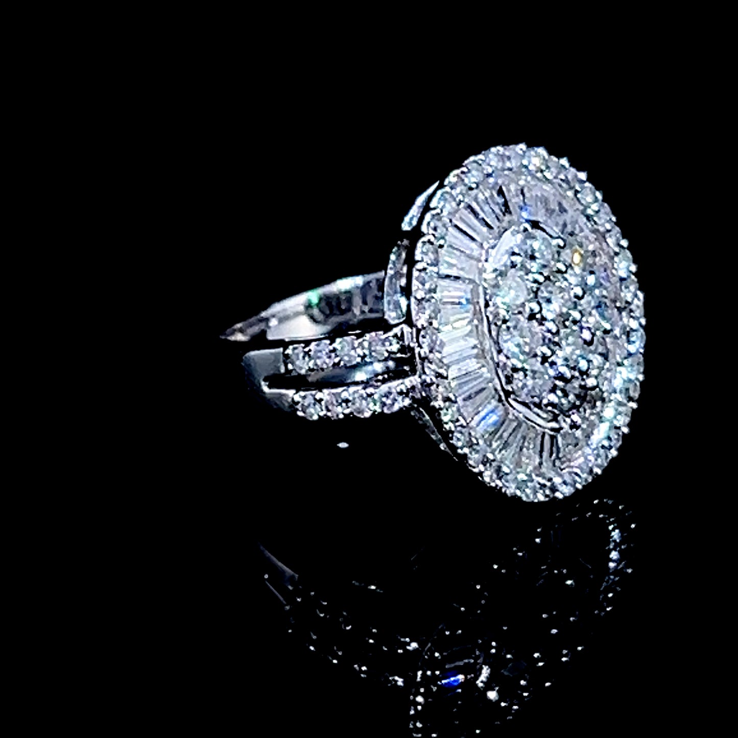 18K White Gold Diamond Cluster Dress Ring APPX 1.5 CTS