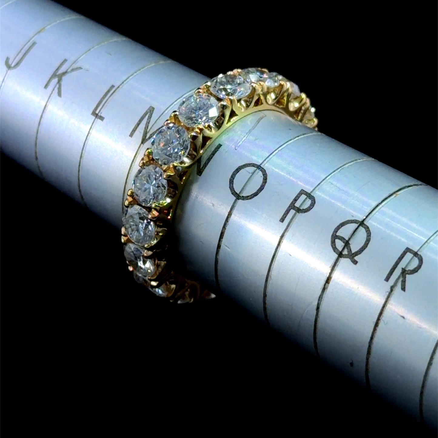 Fantastic 18k Yellow Gold Diamond Full Eternity Ring 4 Cts VVS Clarity E Colour