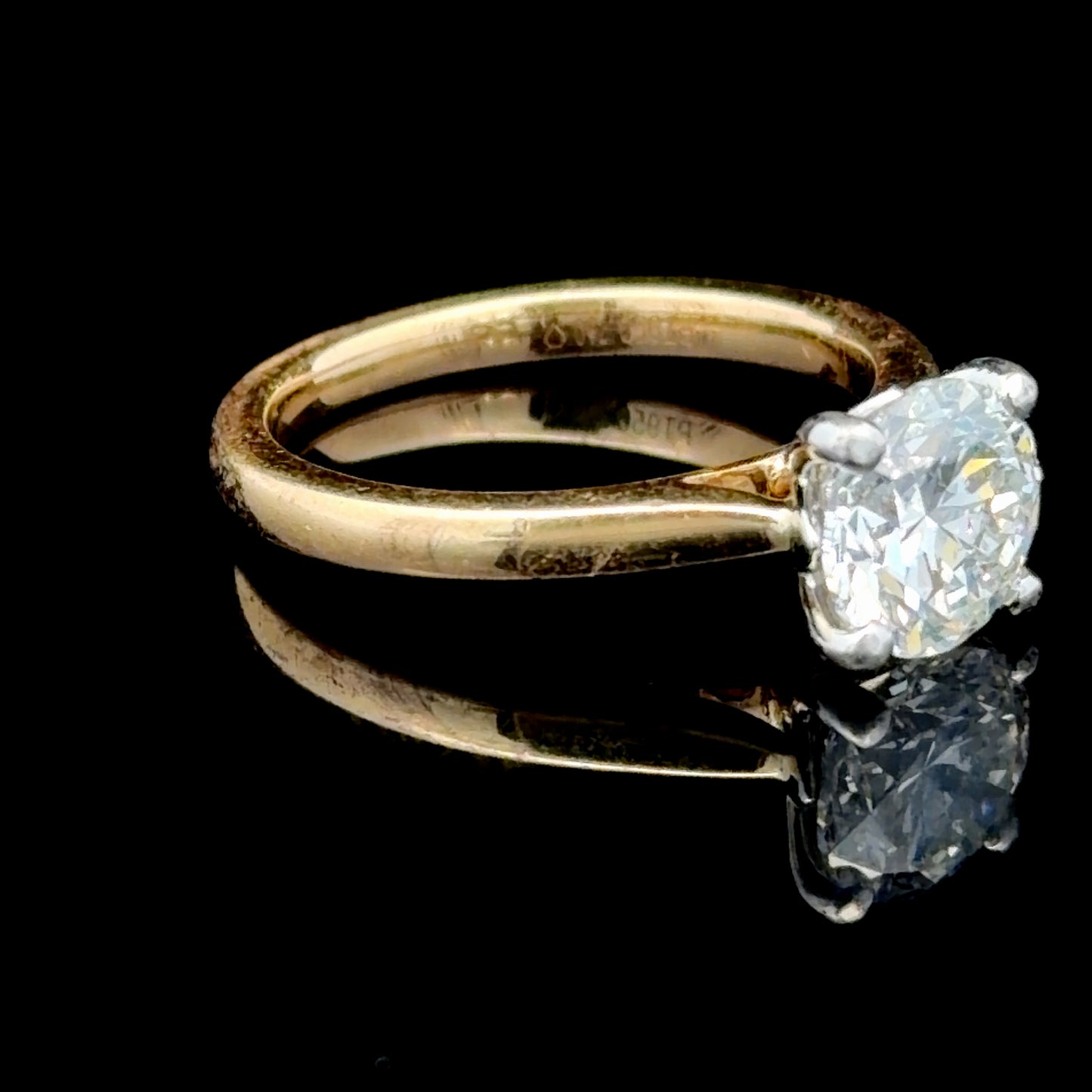 18k Yellow Gold Diamond Solitaire Ring With IGI Certificate for 1.51cts H Si2