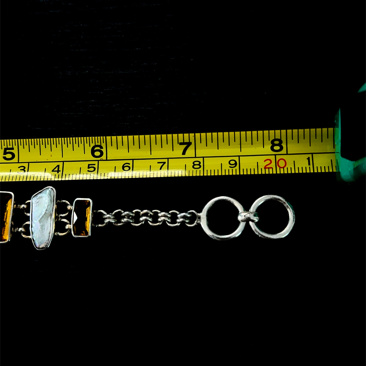 Silver Baroque Pearl & Citrine Bracelet