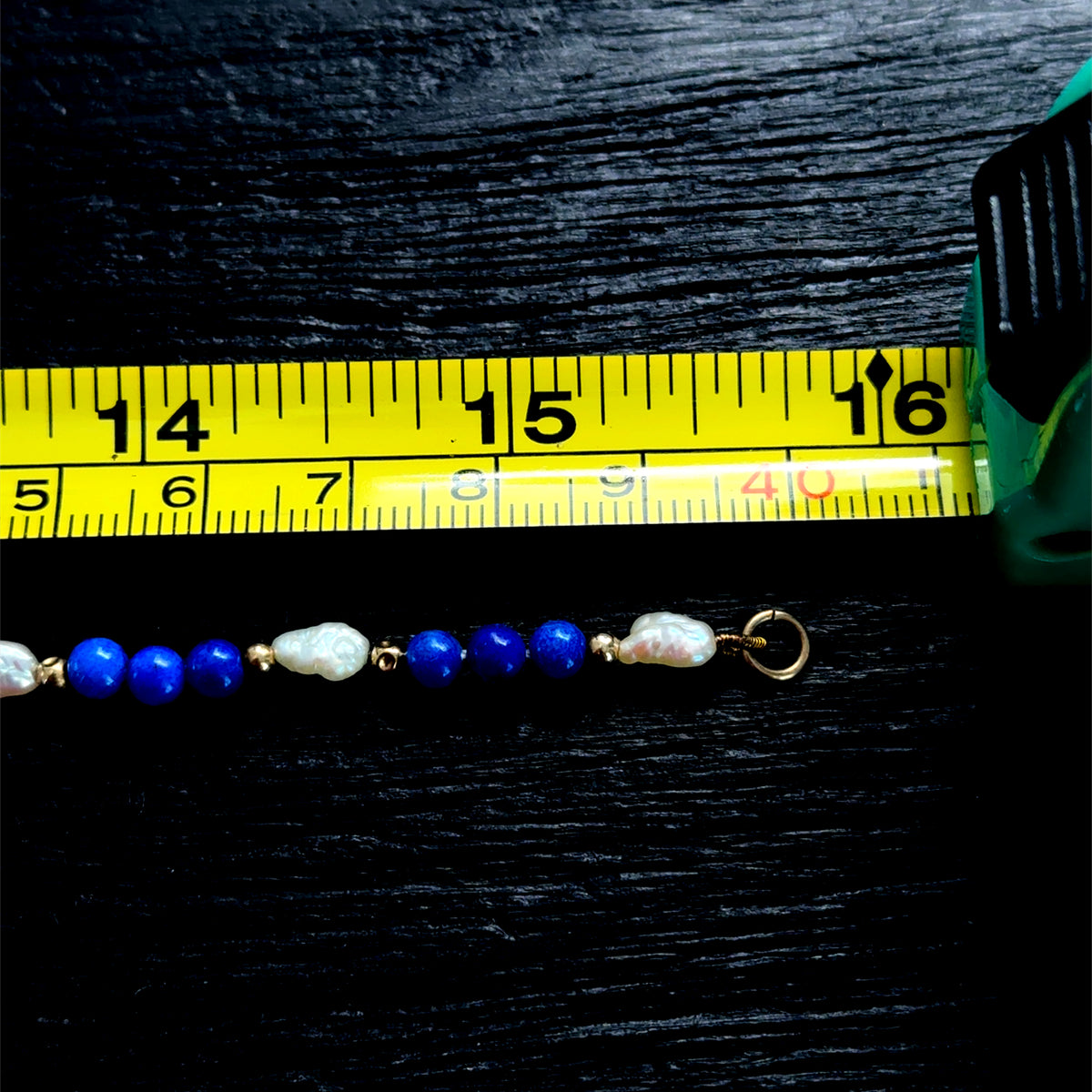 Stunning 9K Yellow Gold Lapis Lazuli & Freshwater Pearl Necklace
