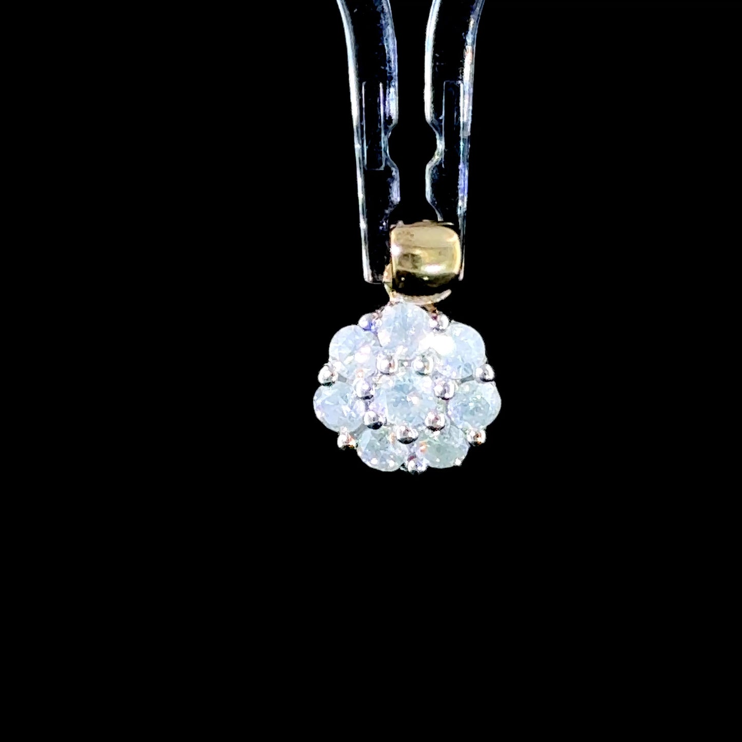 9K Yellow Gold Diamond Cluster Pendant