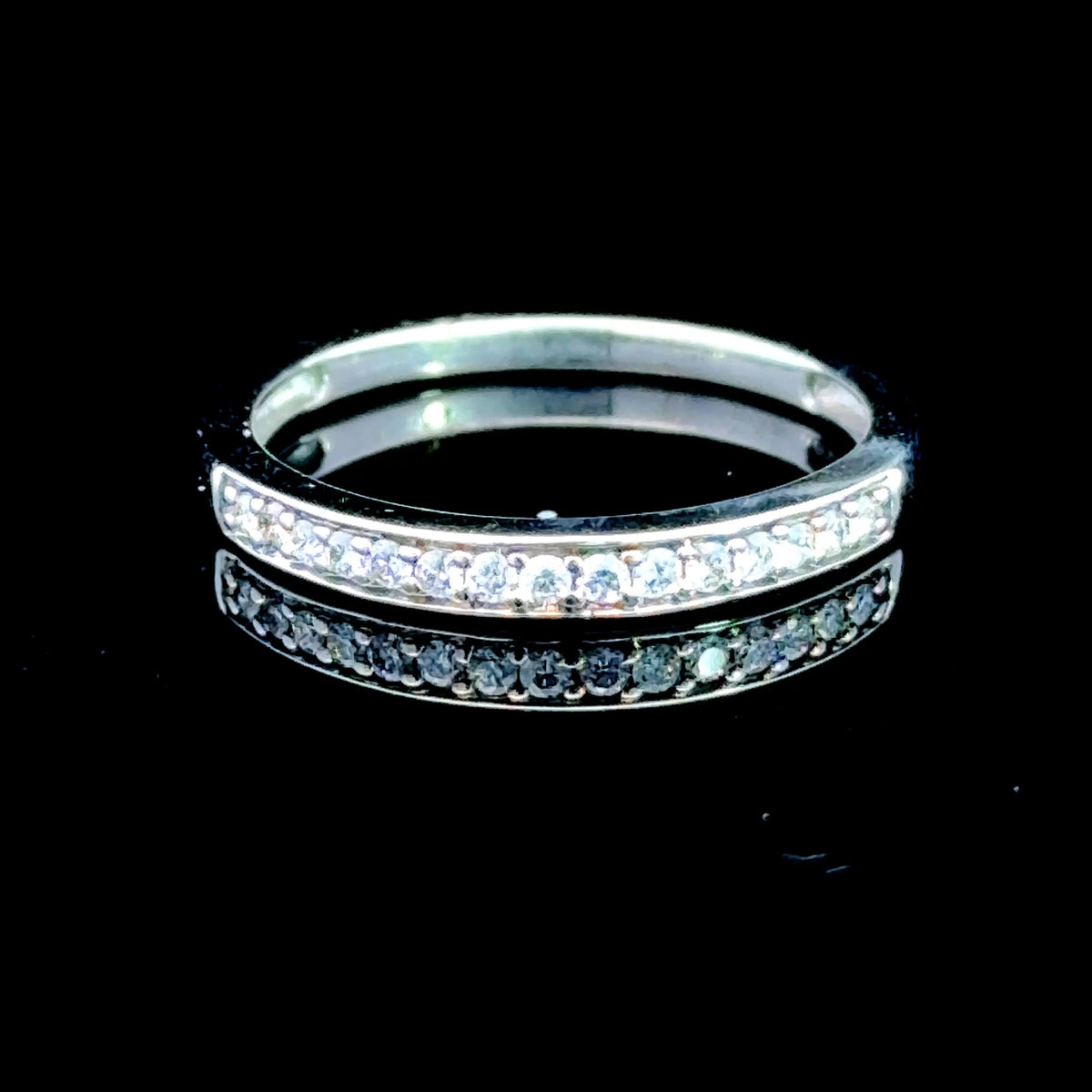 9K White Gold Diamond Micro Half Eternity Ring