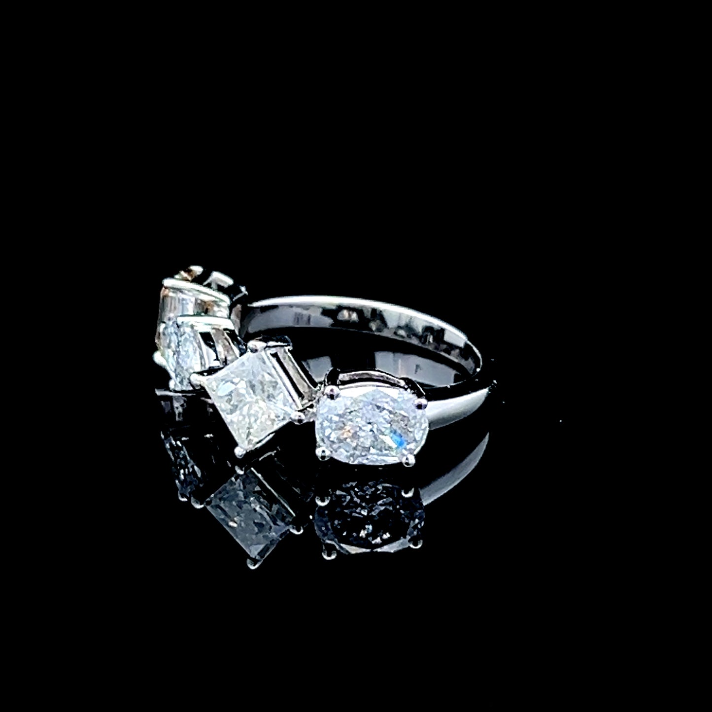 Platinum 4 Stone Multicut Diamond Ring APPX 3.4 CTS