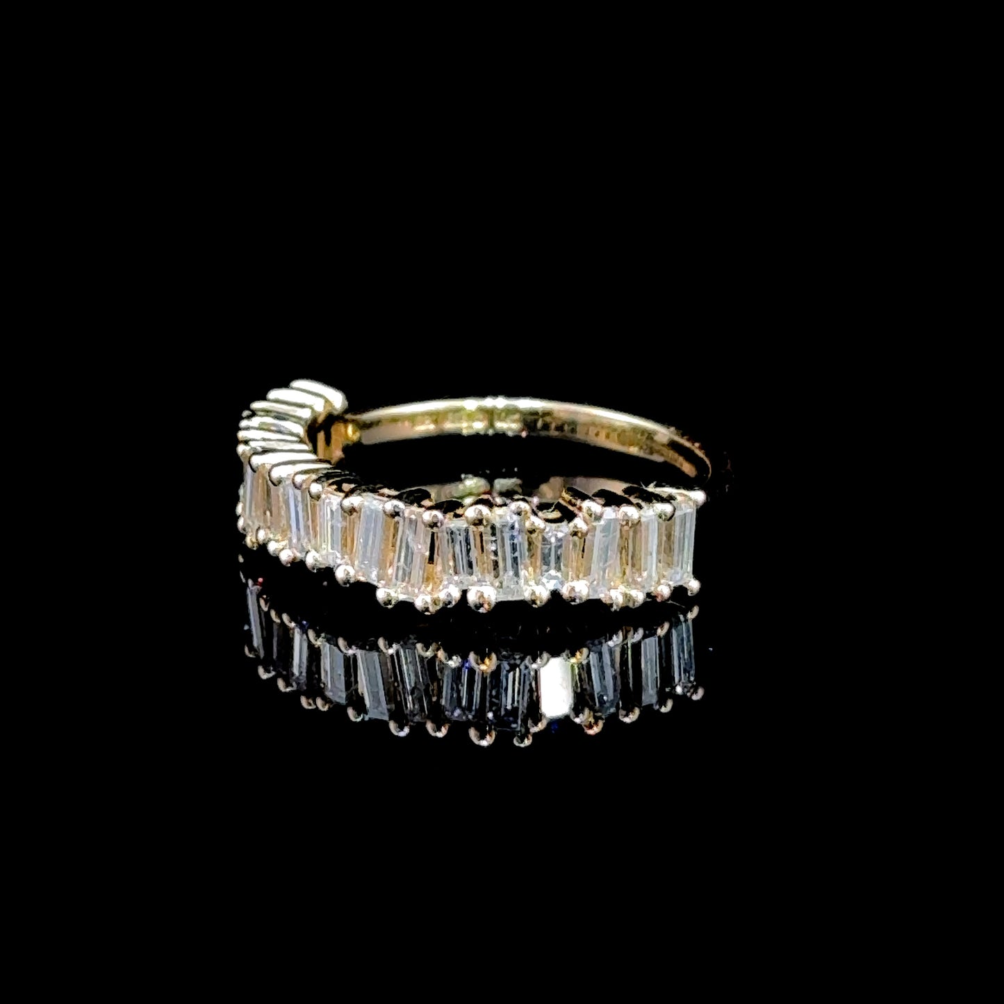 14K YG Baguette Diamond Half Eternity Band APPX 1.55 CTS