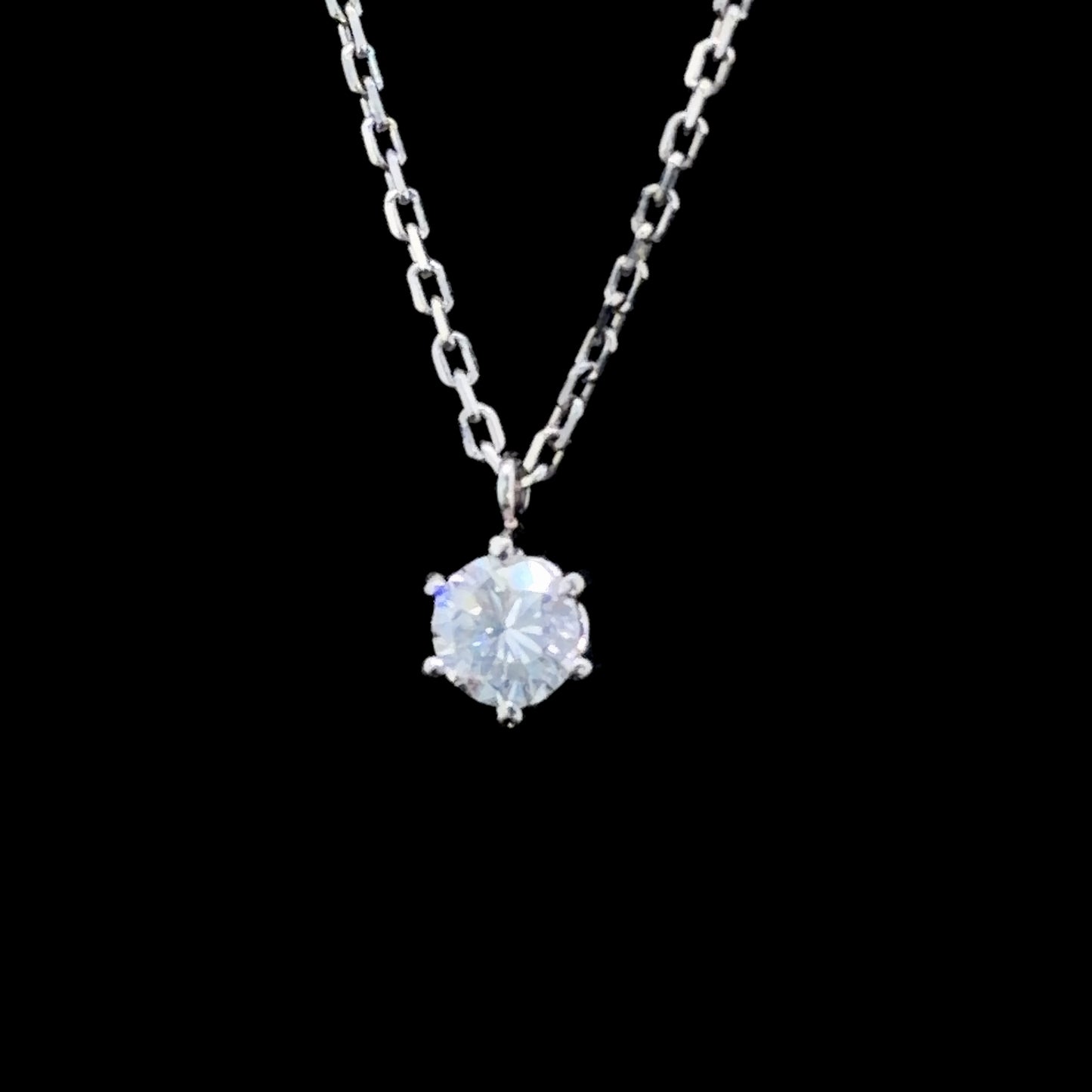 Platinum Diamond Solitaire Pendant and Chain Appx 0.5 Cts