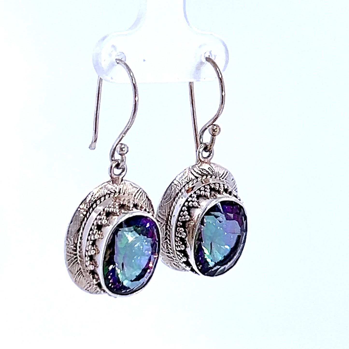 Silver Large Mystic Topaz Drop Earrings