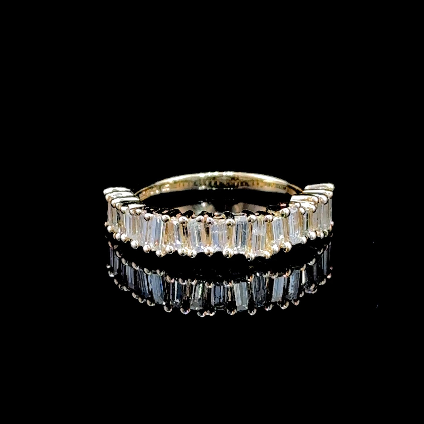 14K YG Baguette Diamond Half Eternity Band APPX 1.55 CTS